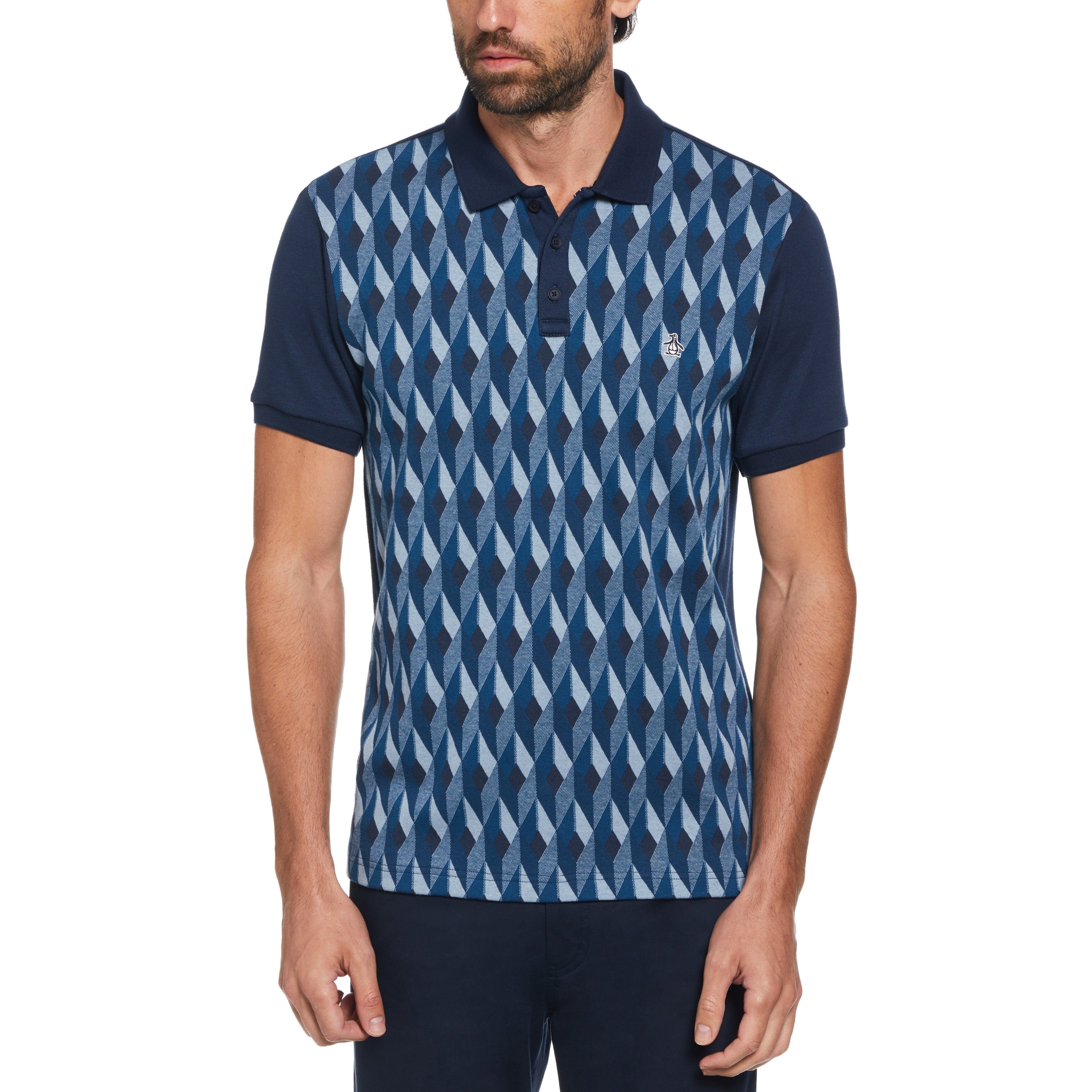 Jacquard Front Diamond Geo Print Polo sold by Original Penguin