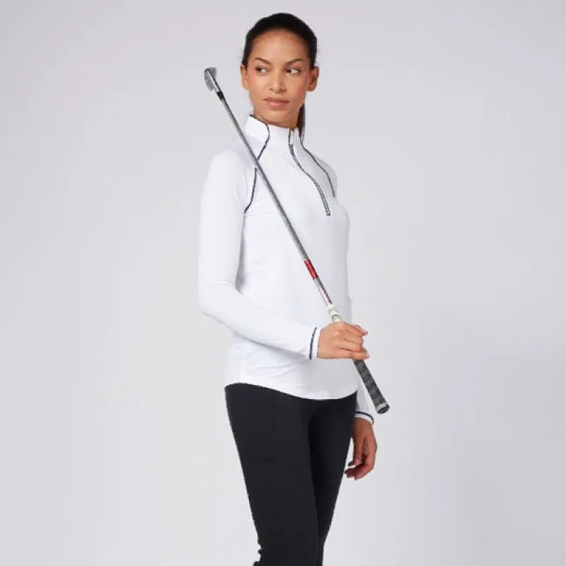 Women's Long Sleeve Quarter Zip Tennis Shirt - White sold by Original Penguin