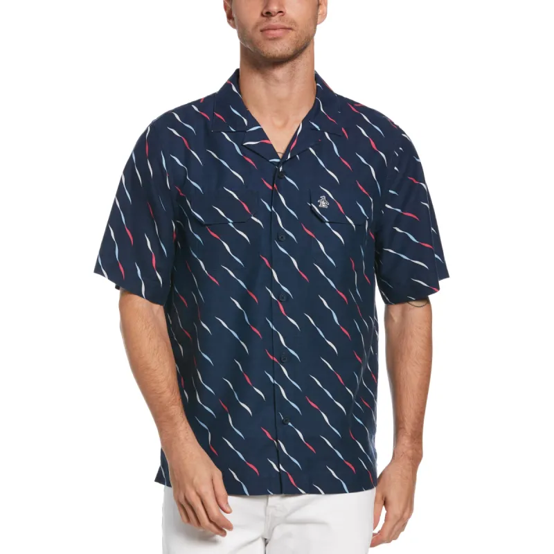 Geo Wave Print Bowling Shirt sold by Original Penguin