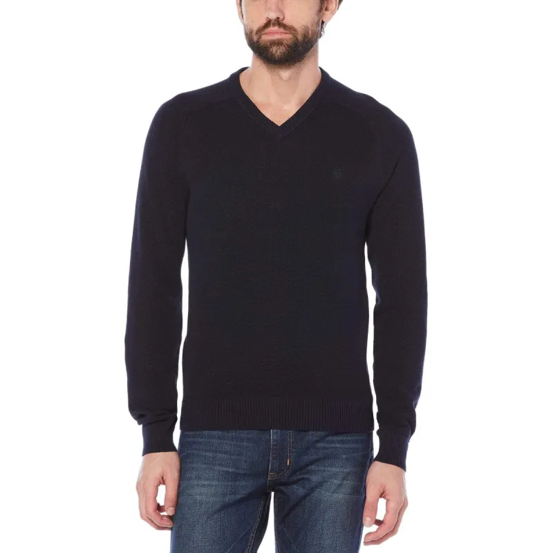 Big & Tall Honeycomb V-Neck Sweater sold by Original Penguin