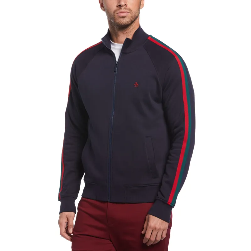 Stripe Sleeves Fleece Track Jacket sold by Original Penguin