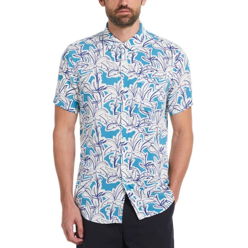 Viscose Linear Palm Print Shirt sold by Original Penguin