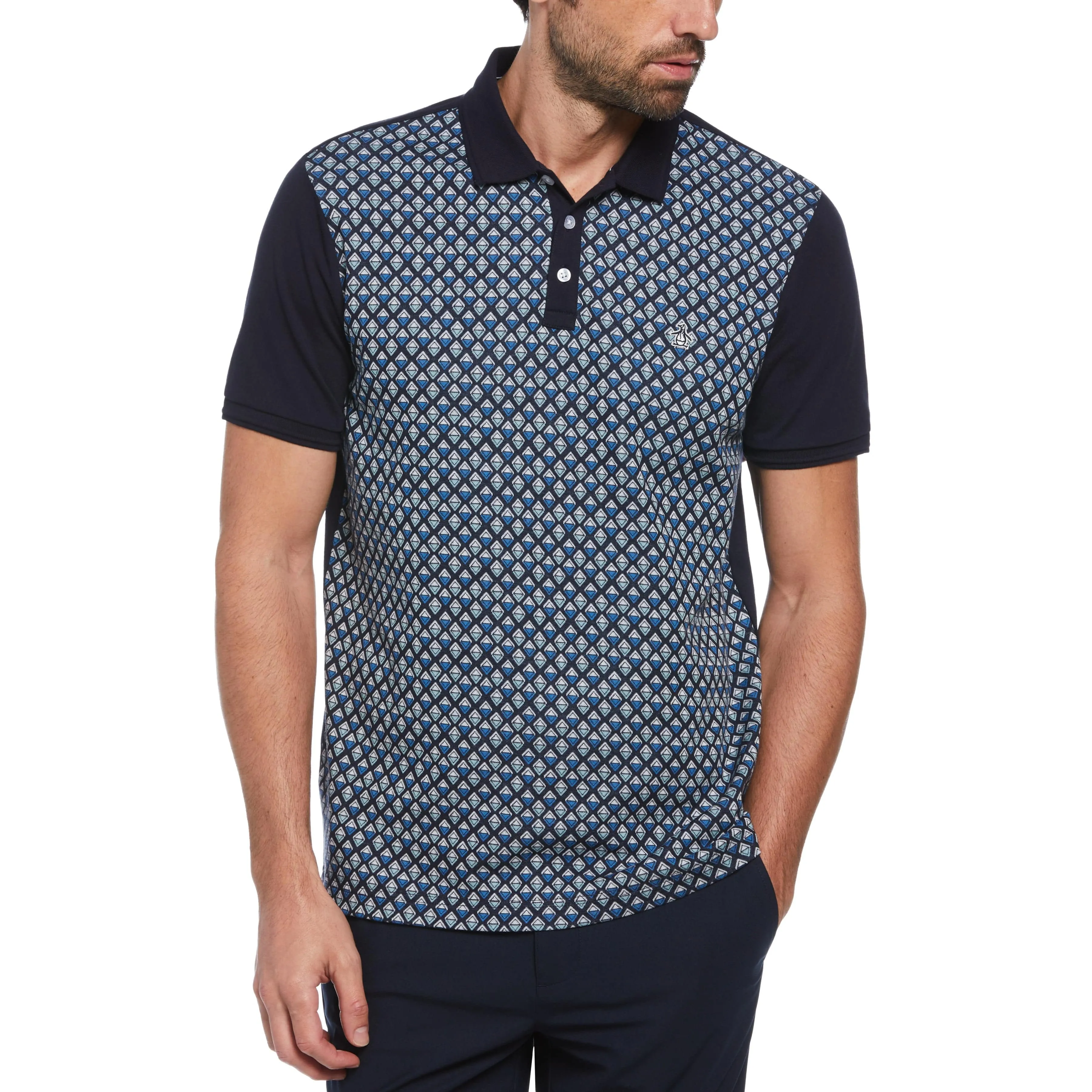 Jacquard Diamond Front Polo sold by Original Penguin