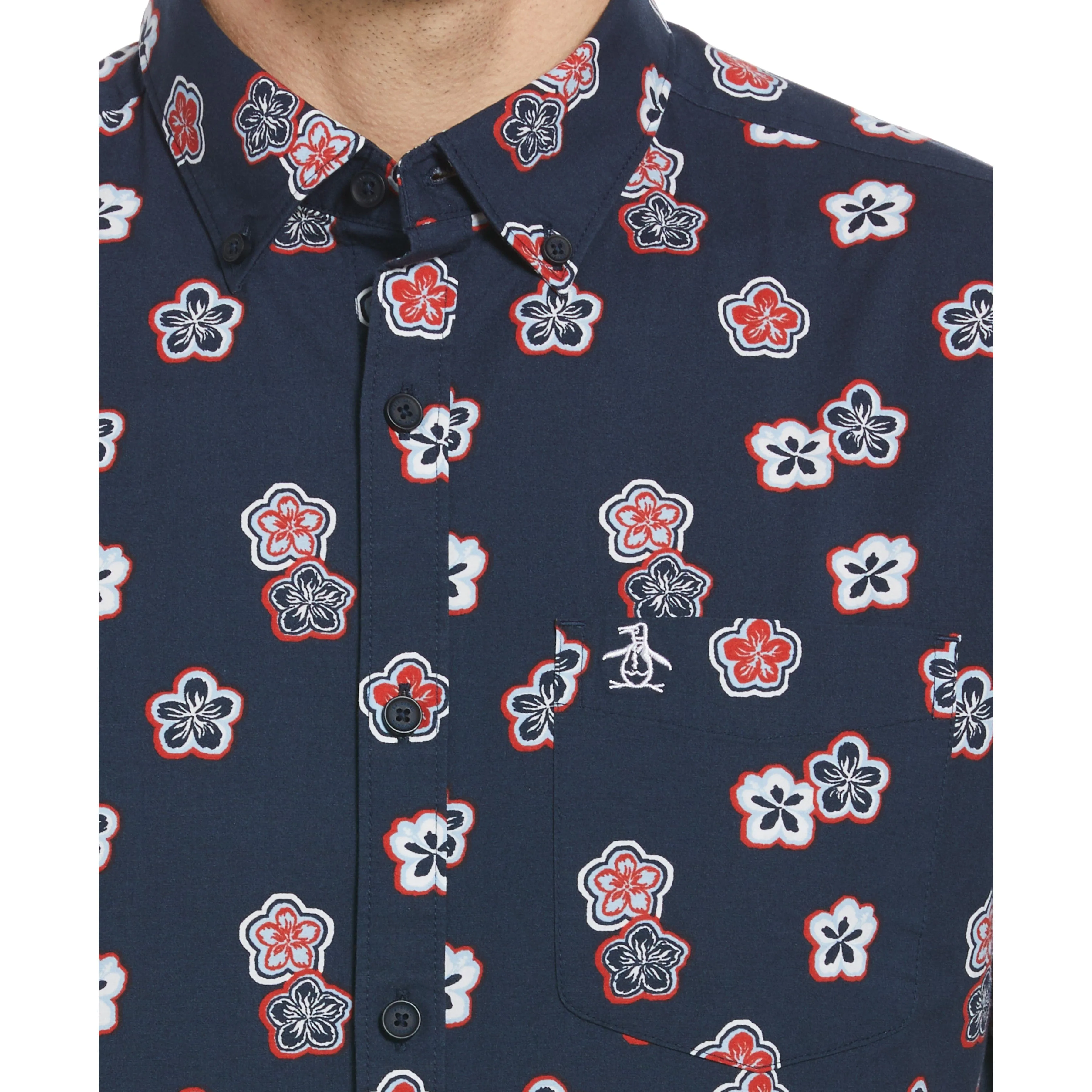 EcoVero™ Blend Hibiscus Print Shirt sold by Original Penguin product image thumbnail 3