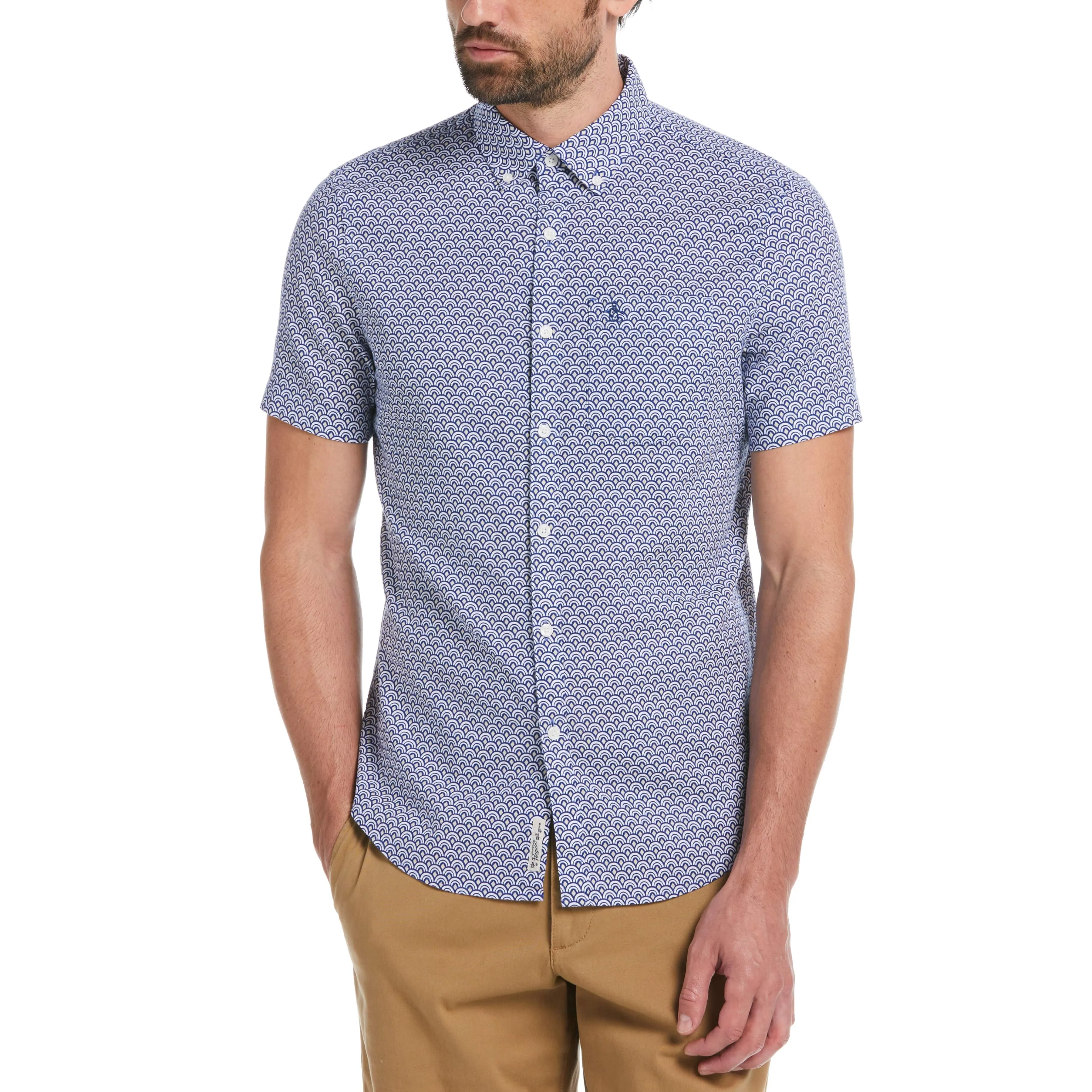 Linen Allover Geometric Print Shirt sold by Original Penguin
