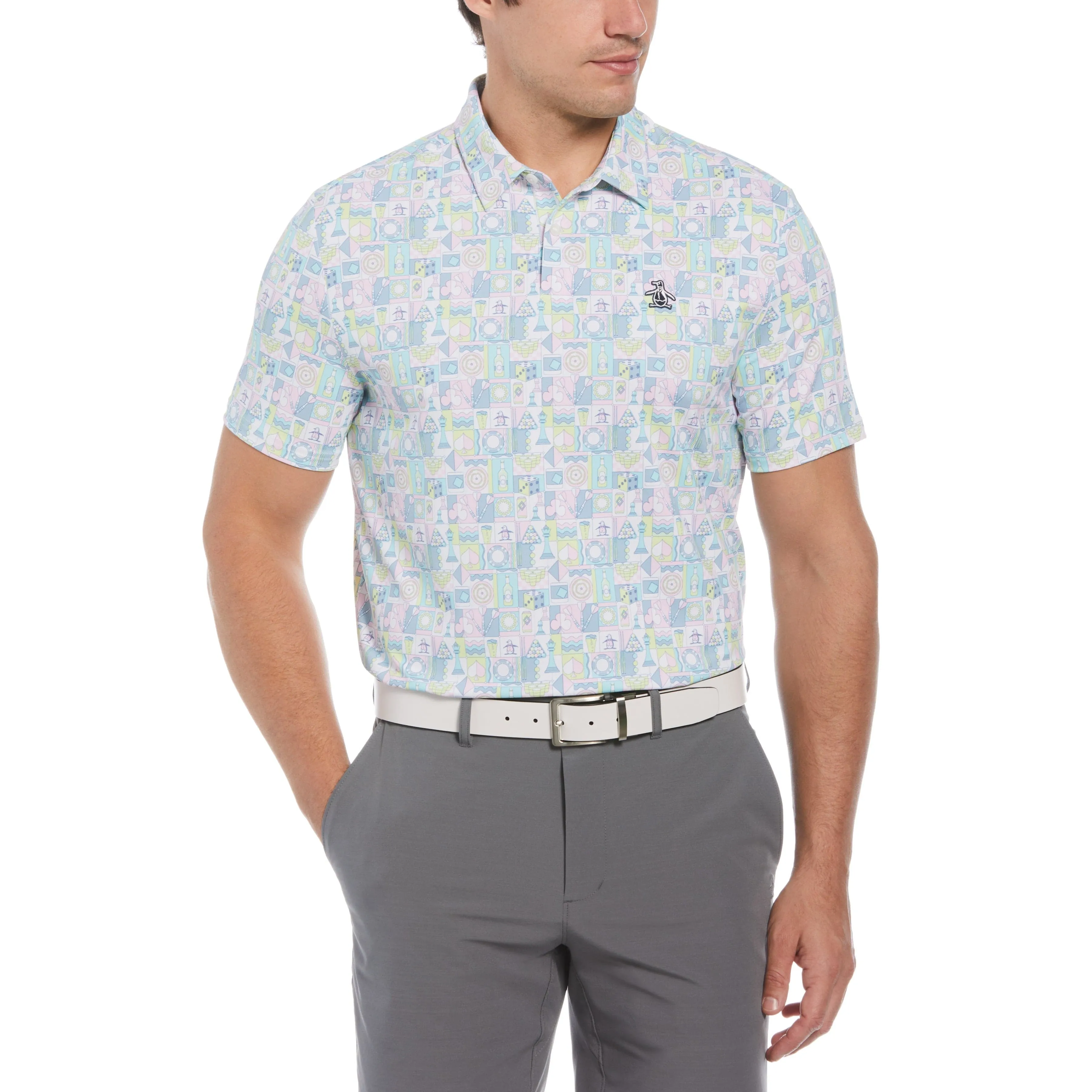 Pete's Game Grid Print Golf Polo sold by Original Penguin