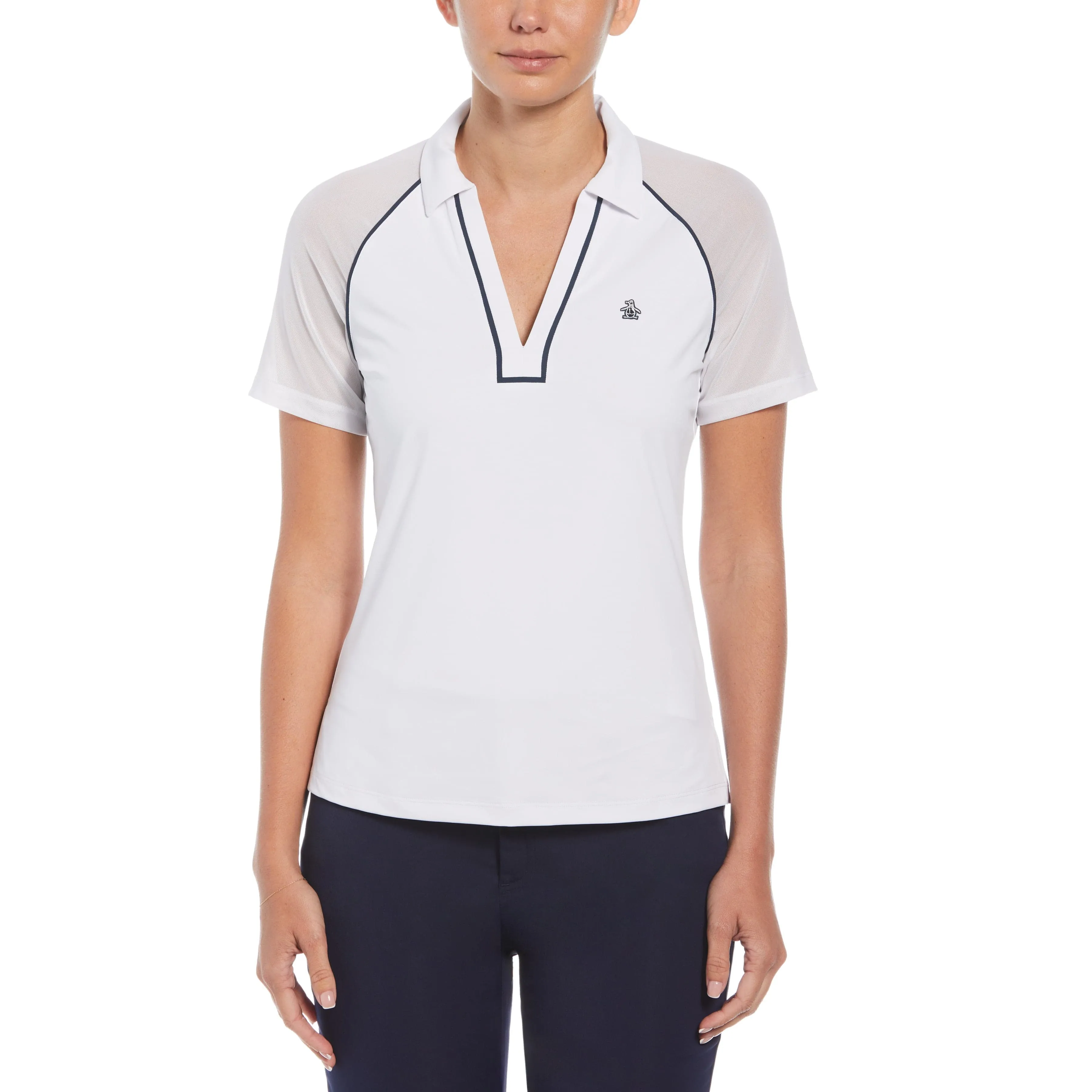 V-Neck Short Sleeve Golf Polo Shirt with Contrast Piping sold by Original Penguin