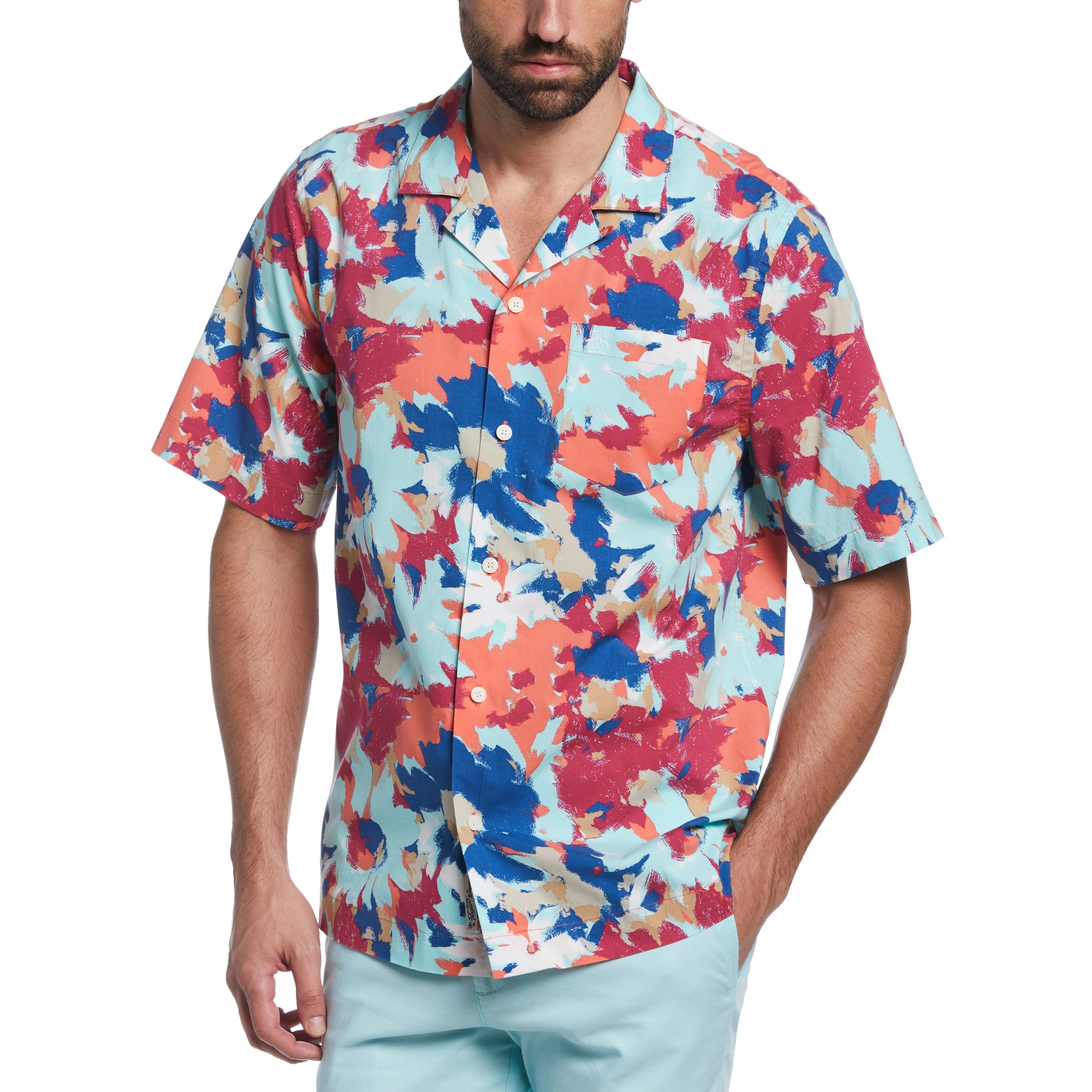 EcoVero™ Blend Floral Print Camp Collar Shirt sold by Original Penguin