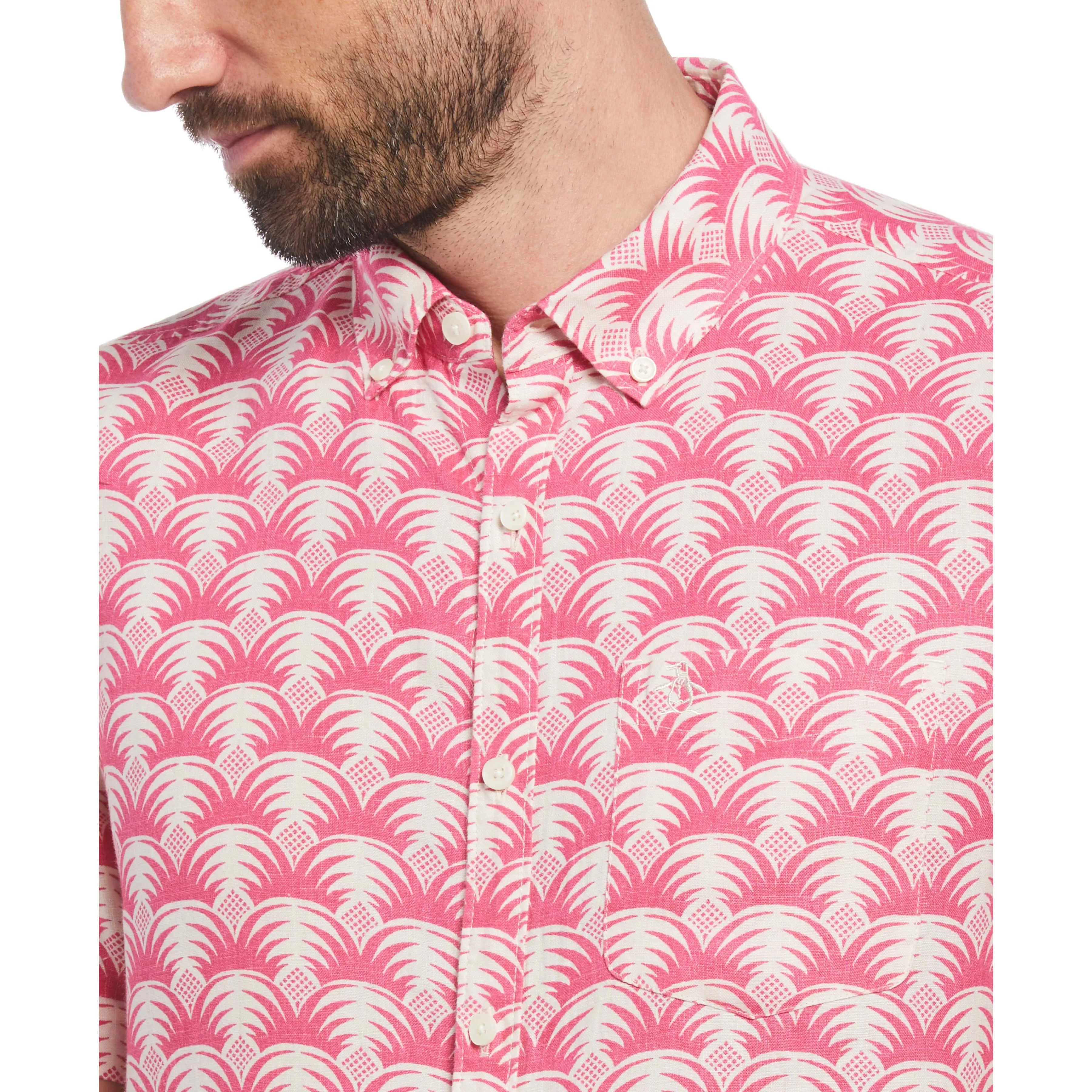 Delave Linen Geometric Palm Print Shirt sold by Original Penguin product image thumbnail 3