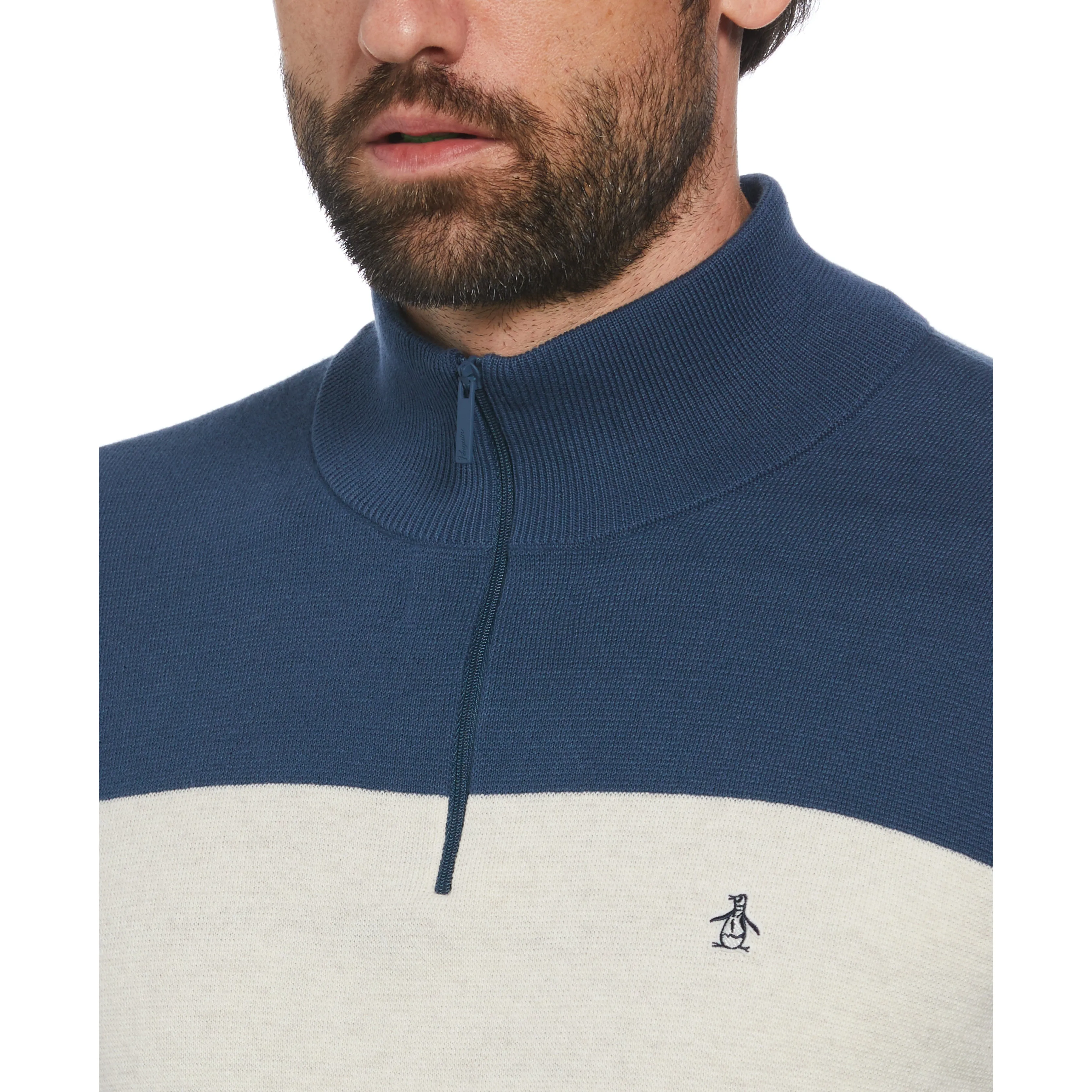 Chest Stripe Quarter Zip Sweater sold by Original Penguin product image thumbnail 3