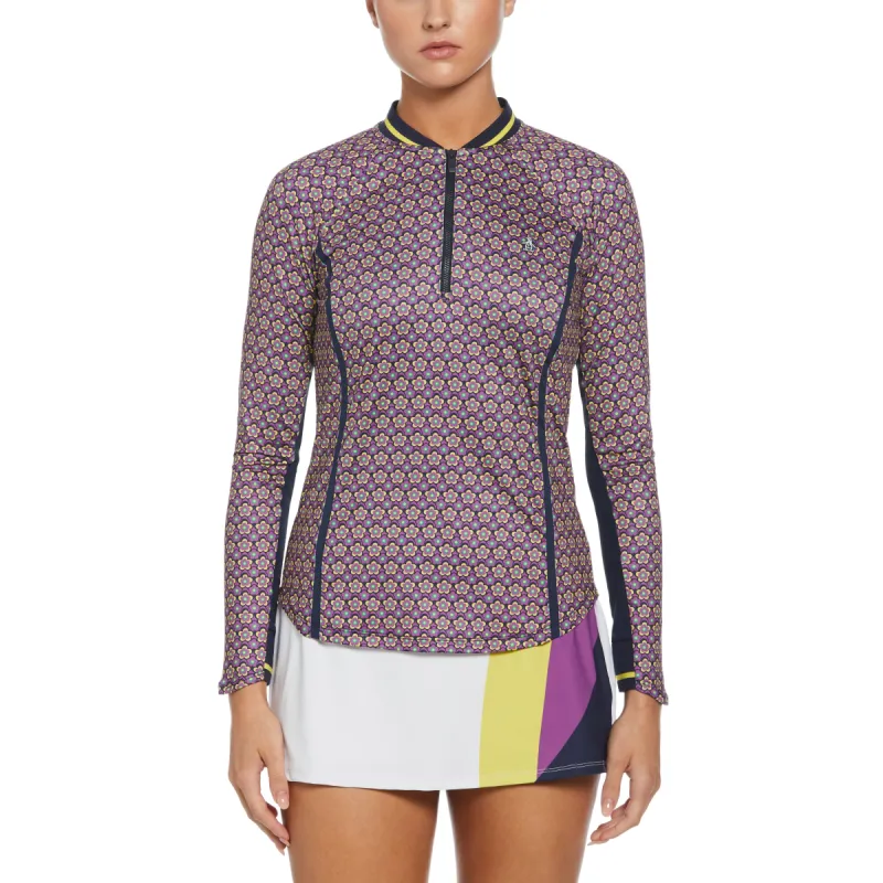 Women's Floral Print Sun Protection 1/4 Zip Shirt sold by Original Penguin