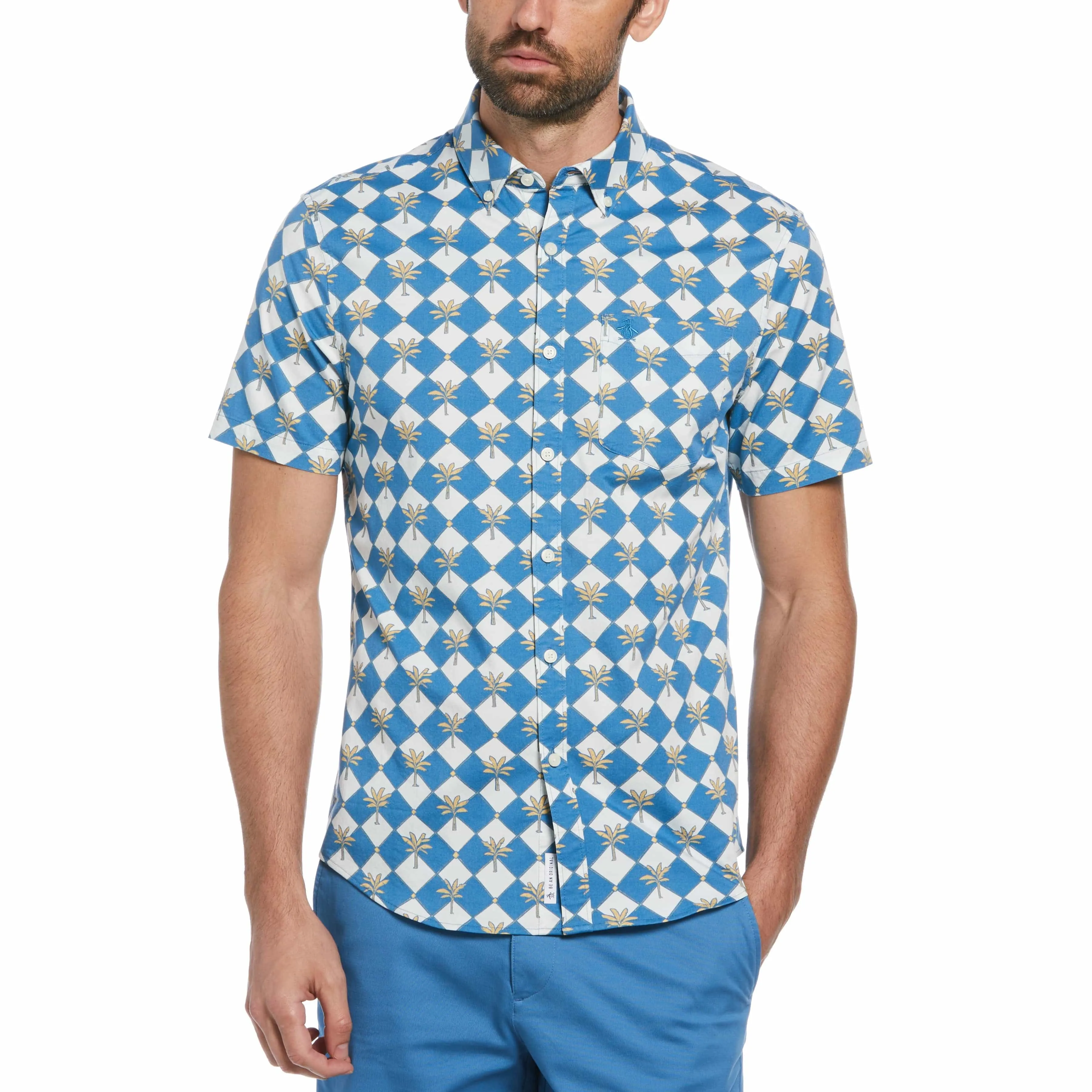 Cotton Twill Palm Tree Tile Shirt sold by Original Penguin