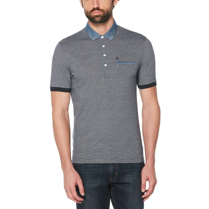 Stripe Chambray Collar Polo sold by Original Penguin