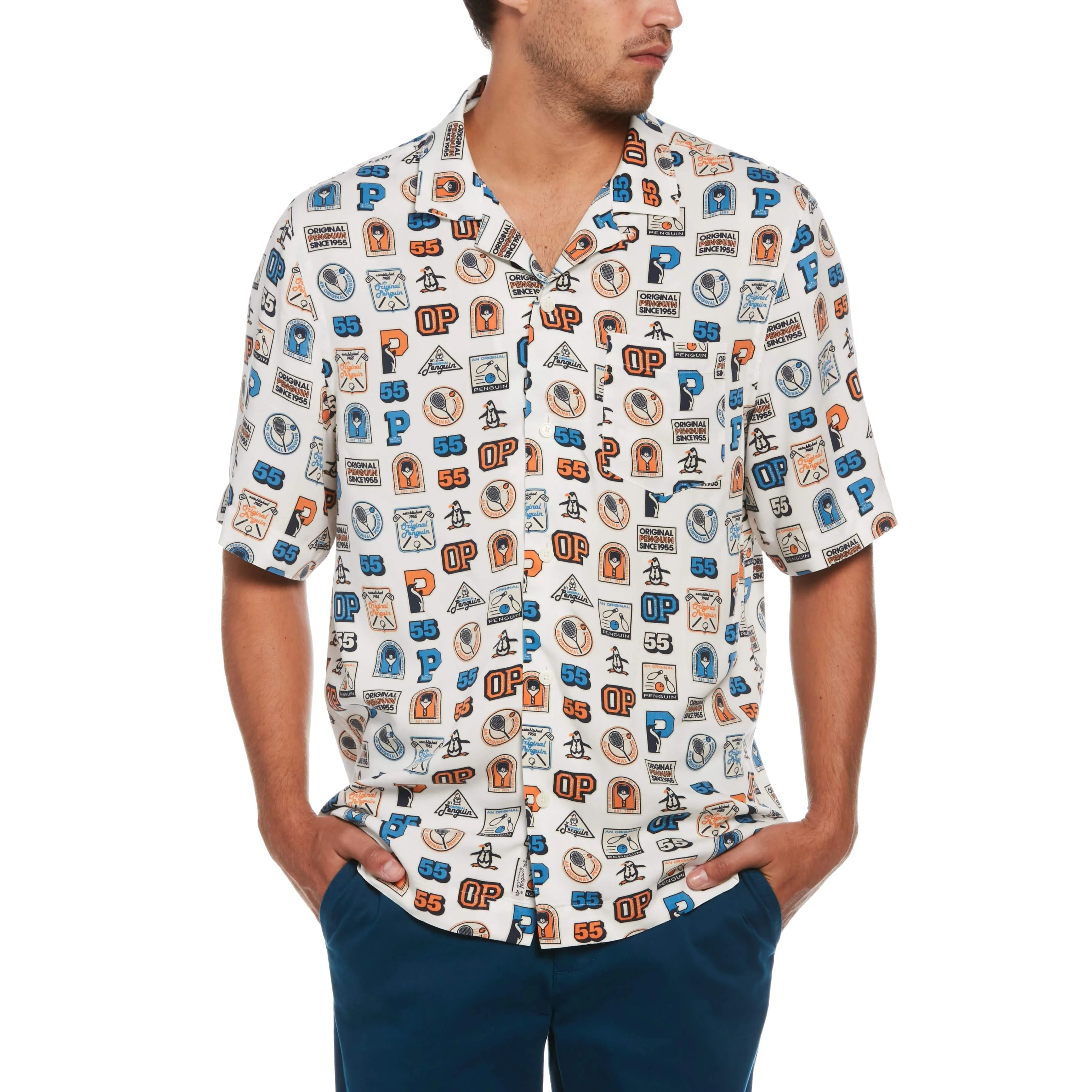 Ecovero™ All Over Collegiate Print Shirt sold by Original Penguin