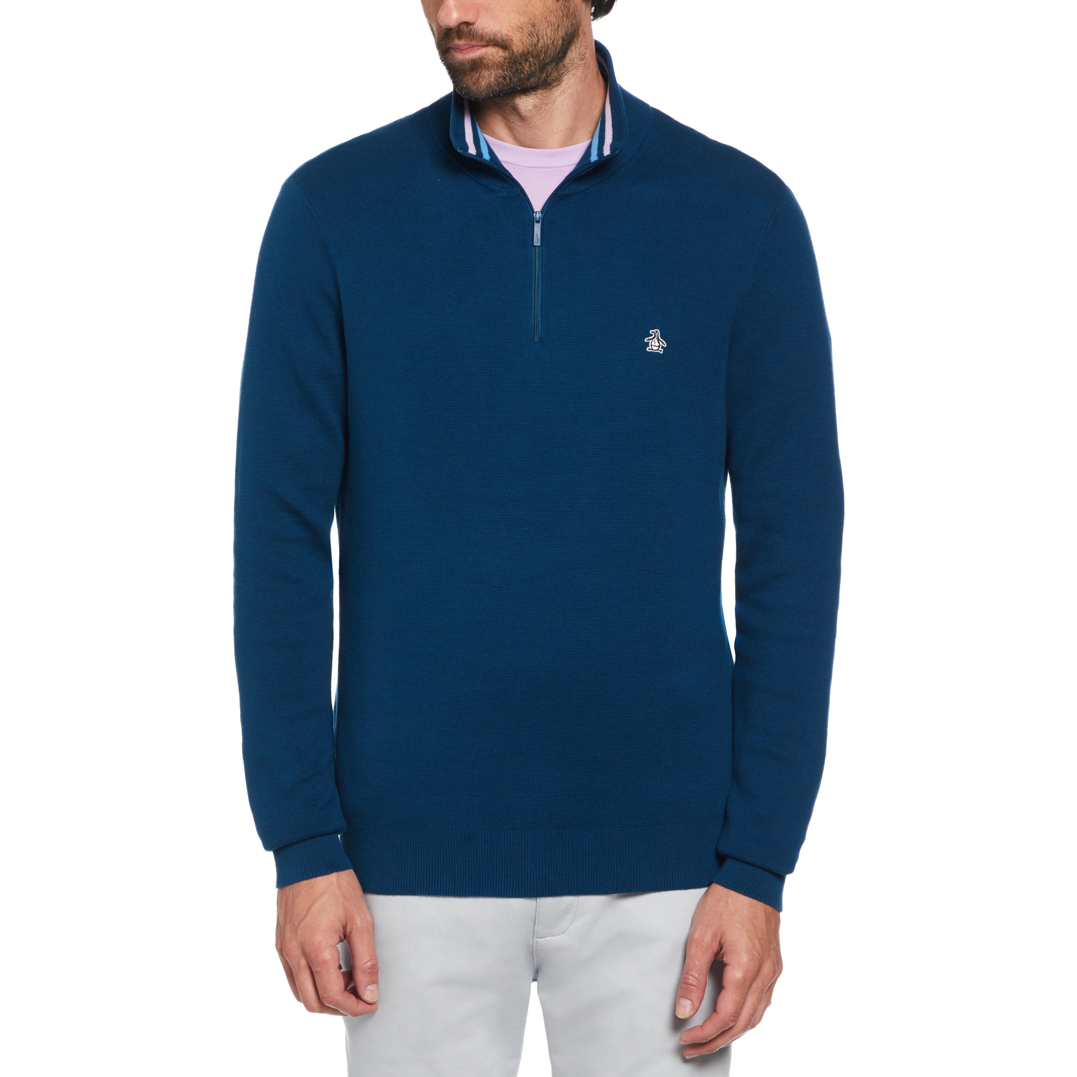 1/4 Zip Stripe Collar Sweater sold by Original Penguin