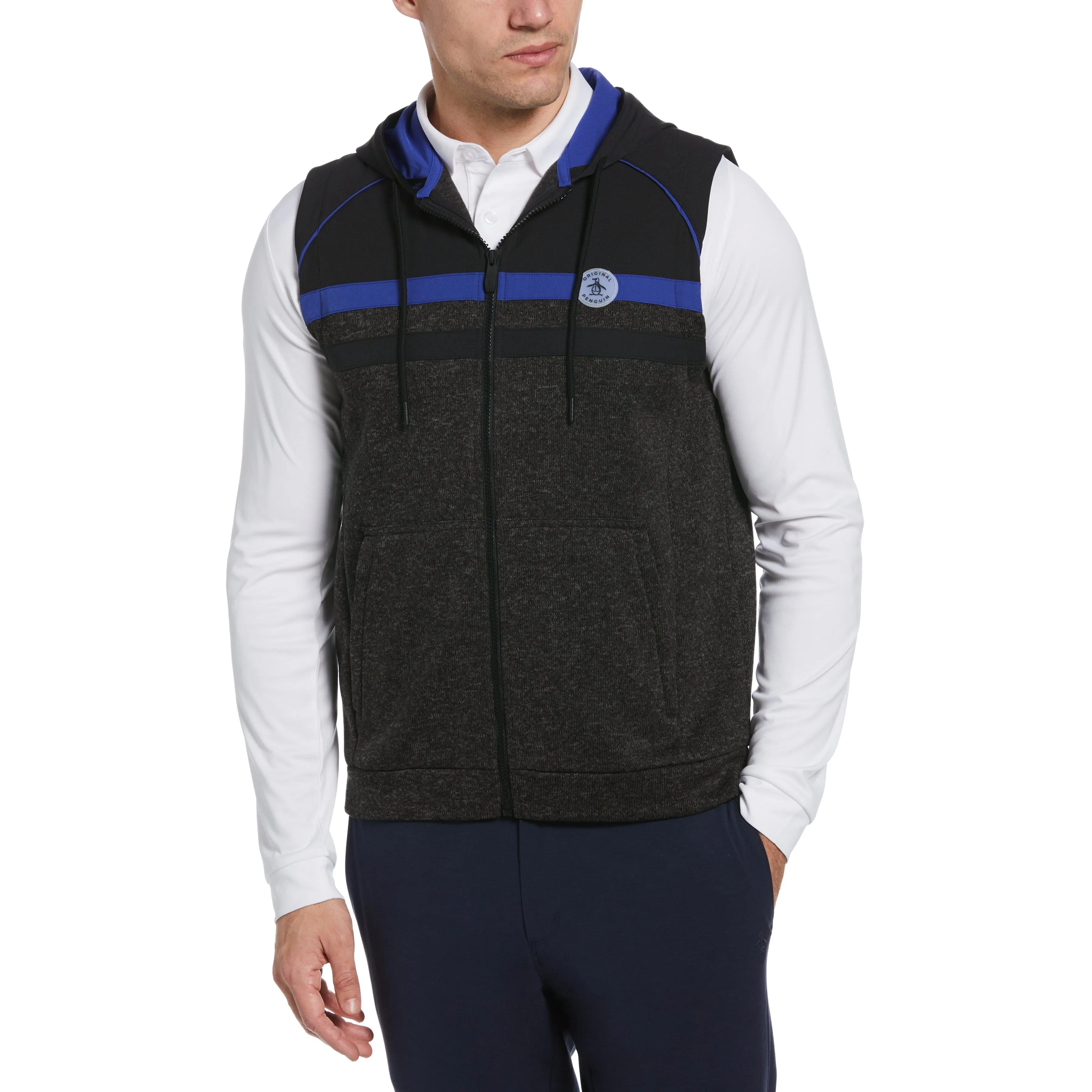 Mixed Media Fleece Golf Hoodie Vest sold by Original Penguin