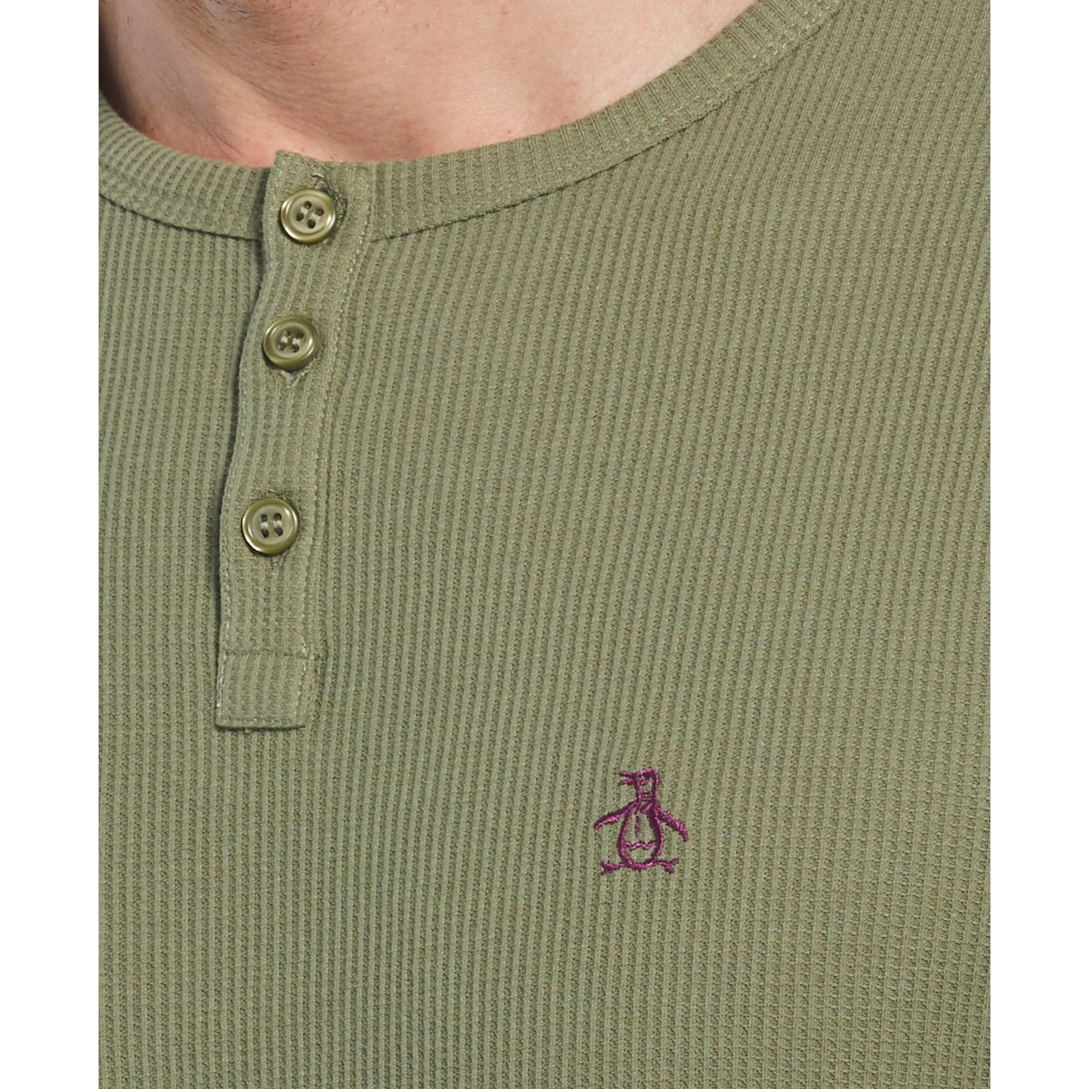 Long Sleeve Waffle Henley sold by Original Penguin product image thumbnail 3