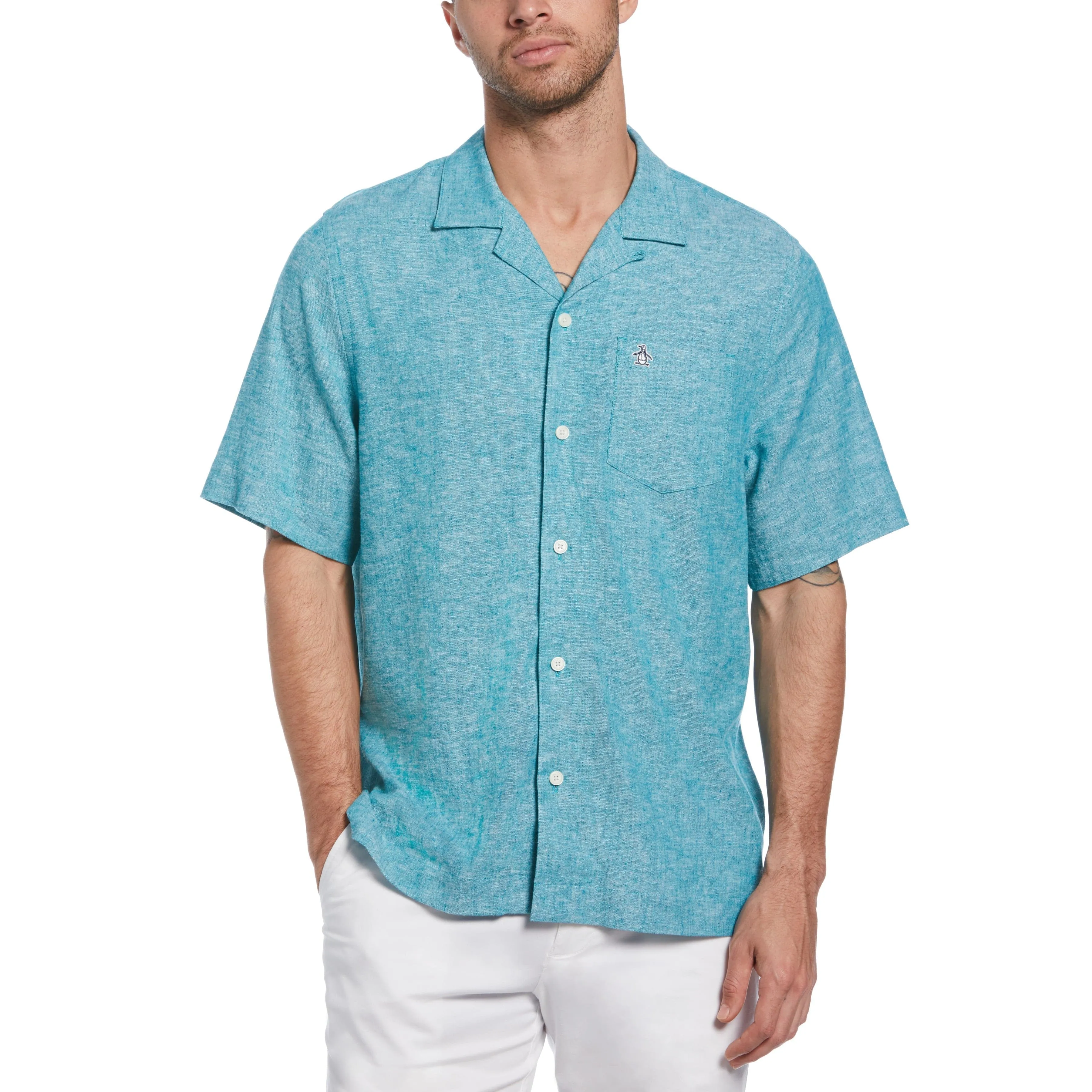 Ecovero™ Camp Collar Linen Shirt sold by Original Penguin