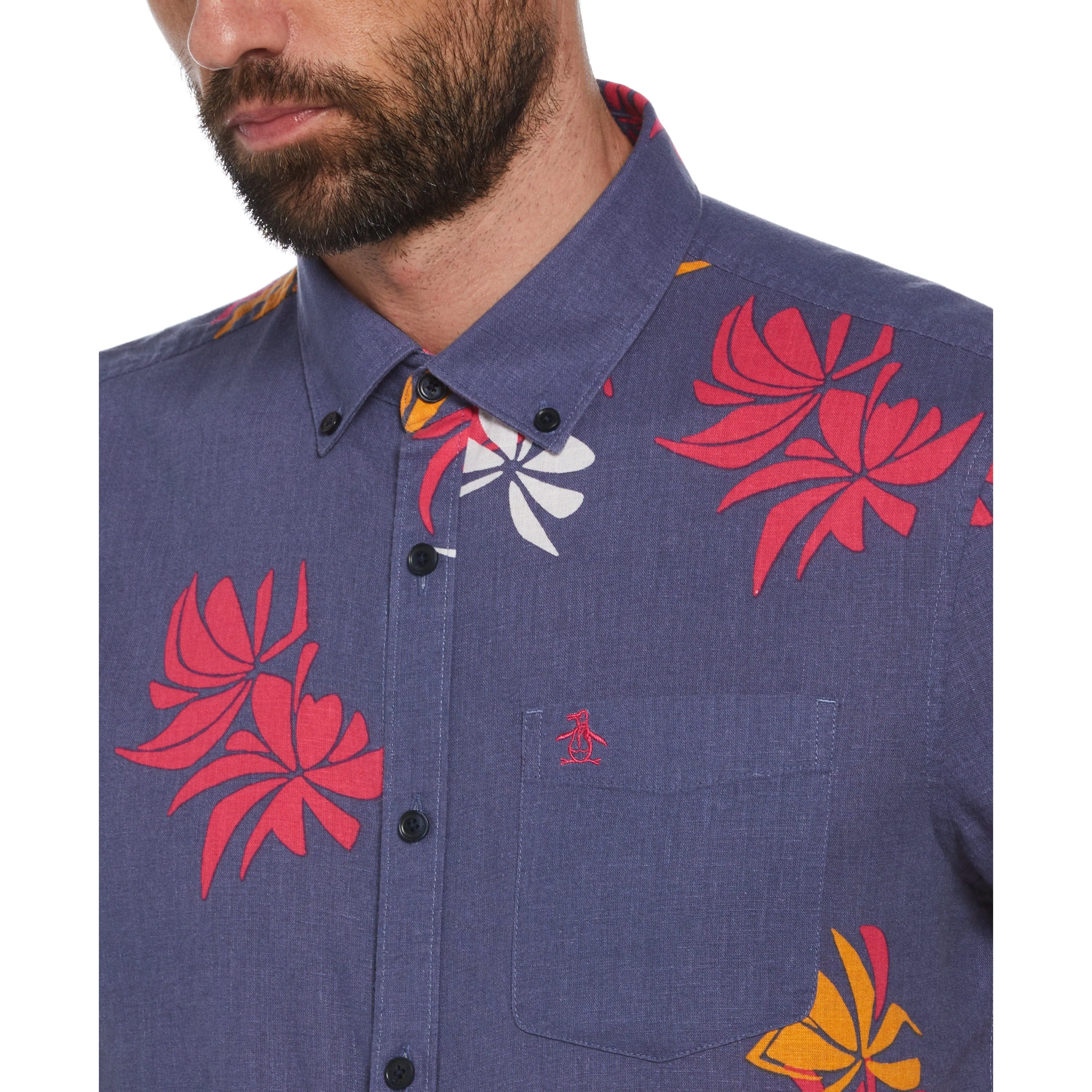 Linen Cotton Contrast Floral Print Shirt sold by Original Penguin product image thumbnail 3