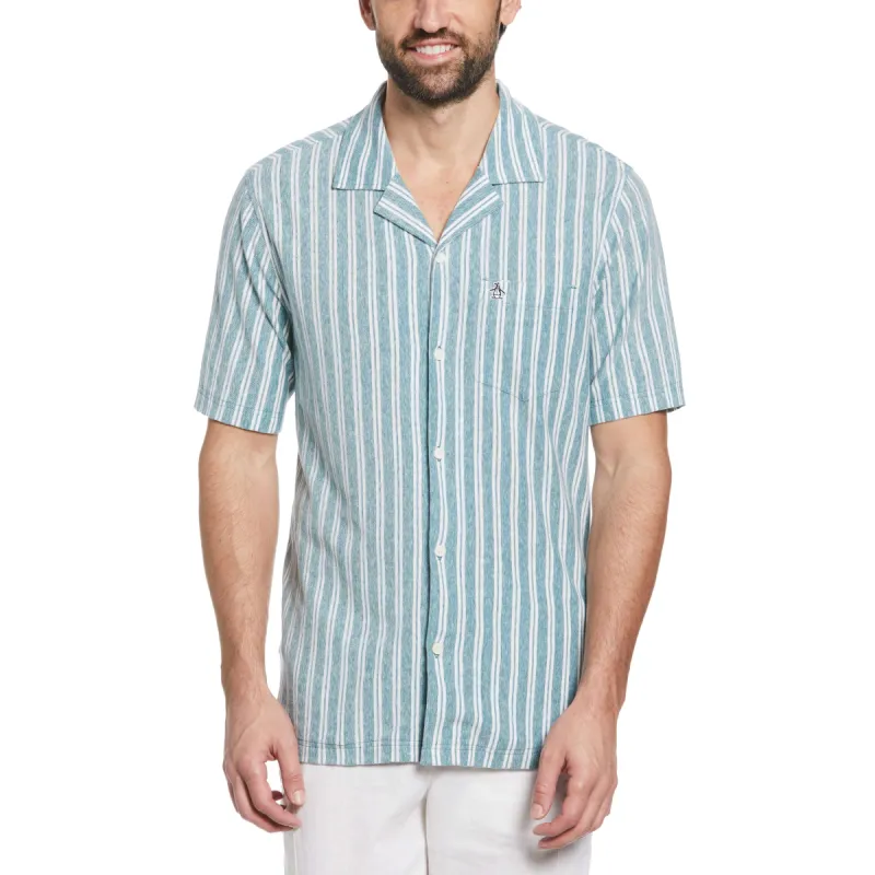 Linen Blend Striped Pique Shirt sold by Original Penguin