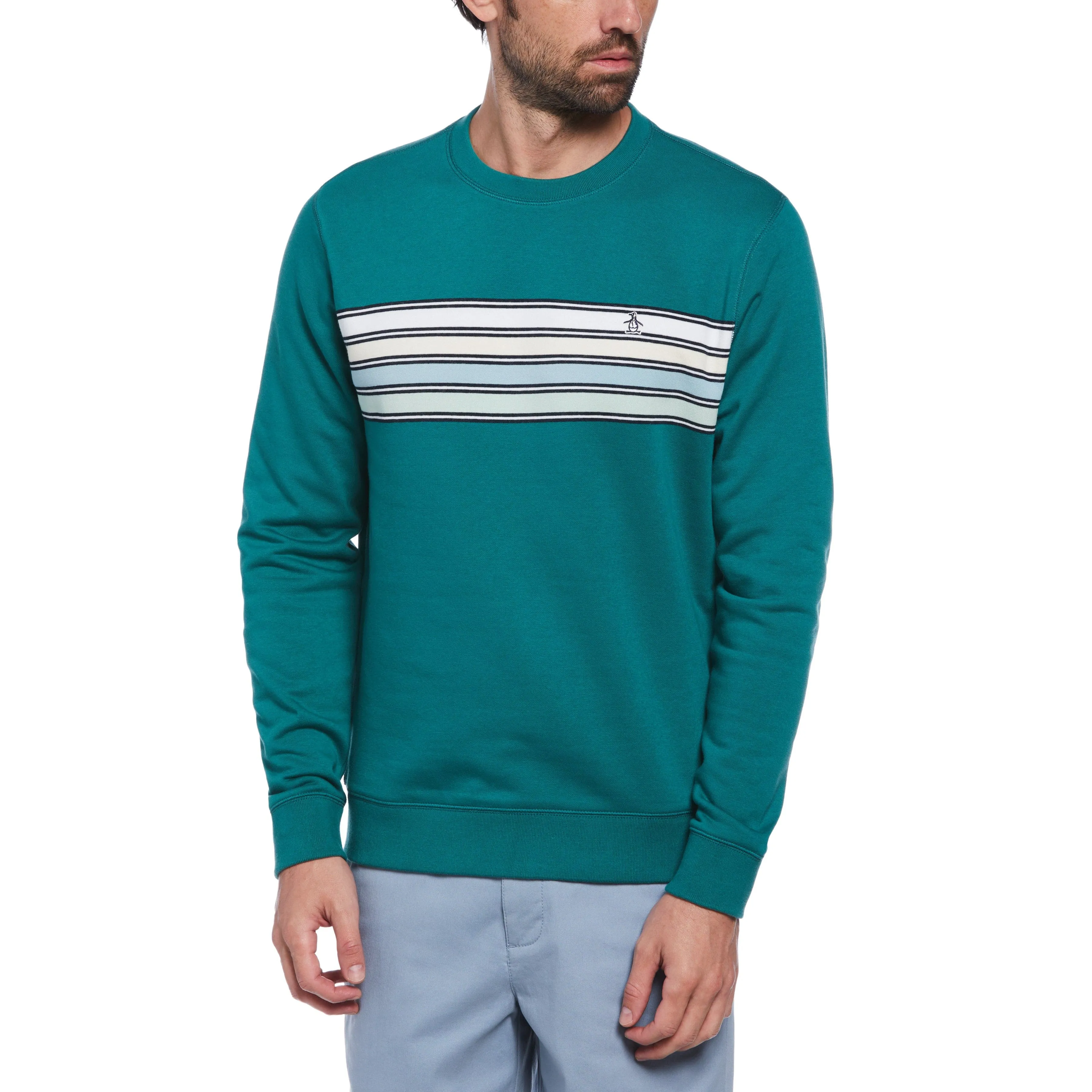 Striped Crew Neck Fleece Sweatshirt sold by Original Penguin