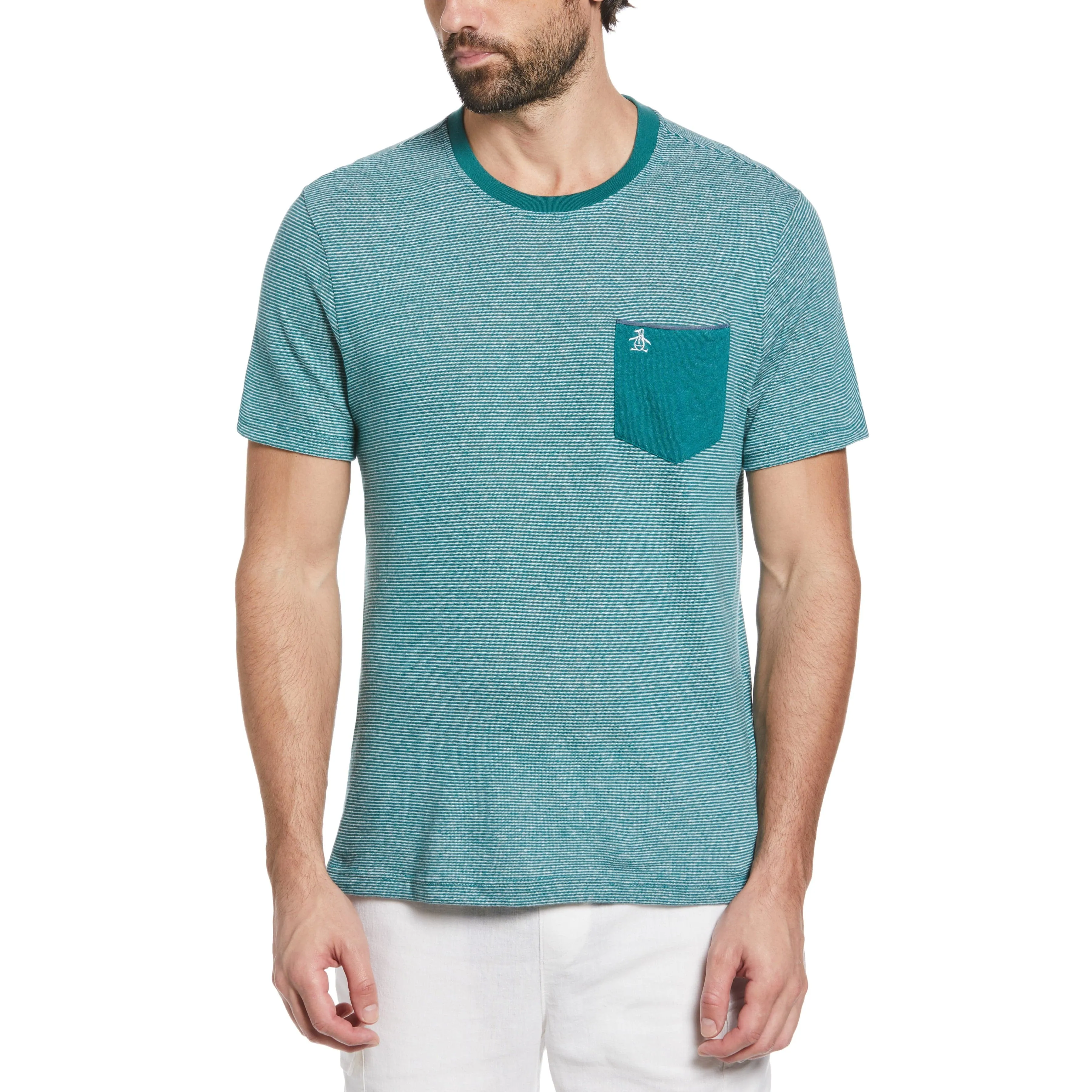 Linen Blend Striped Tee sold by Original Penguin