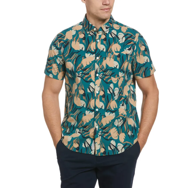EcoVero™ Blend Painted Floral Print Shirt sold by Original Penguin
