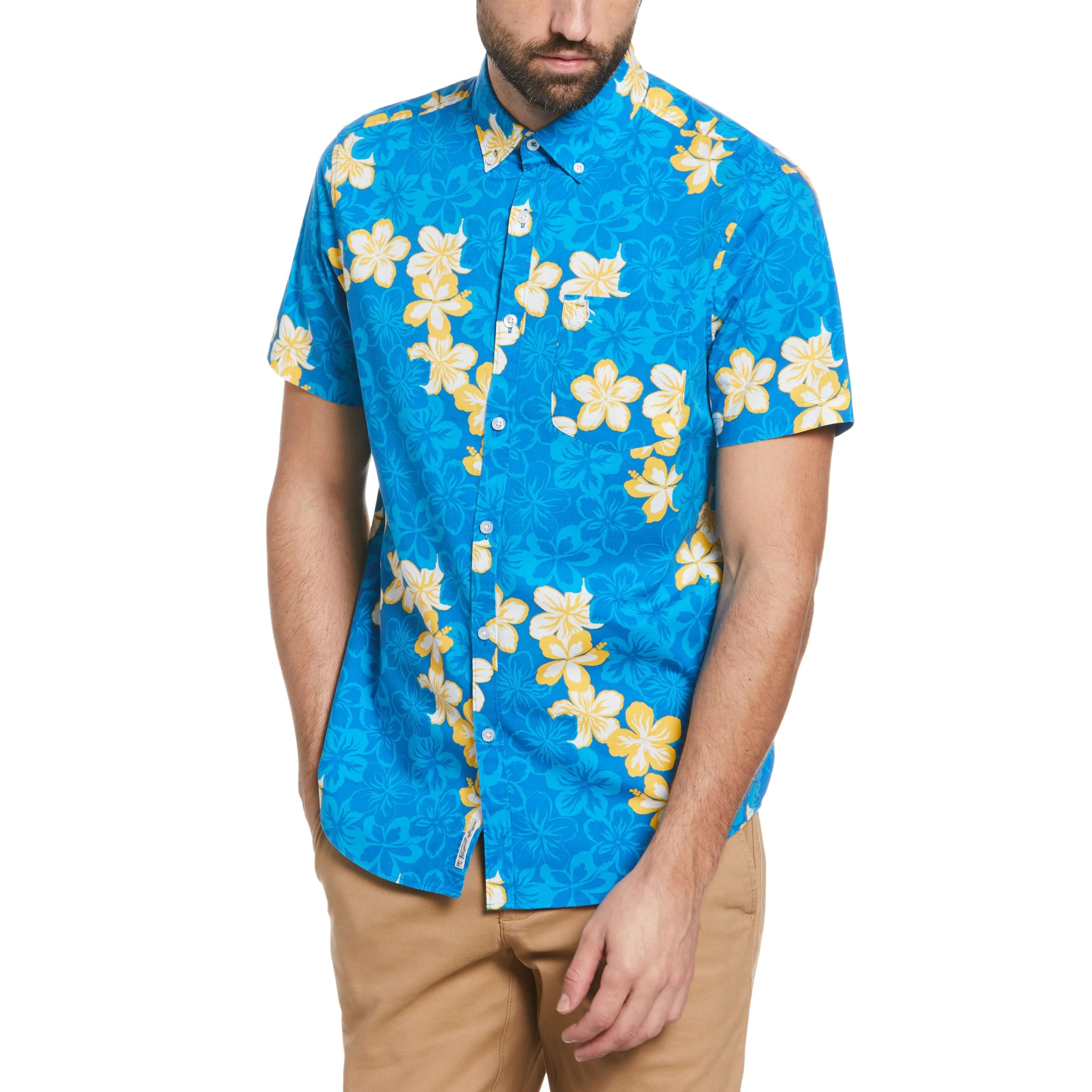 Poplin Allover Hibiscus Print Shirt sold by Original Penguin
