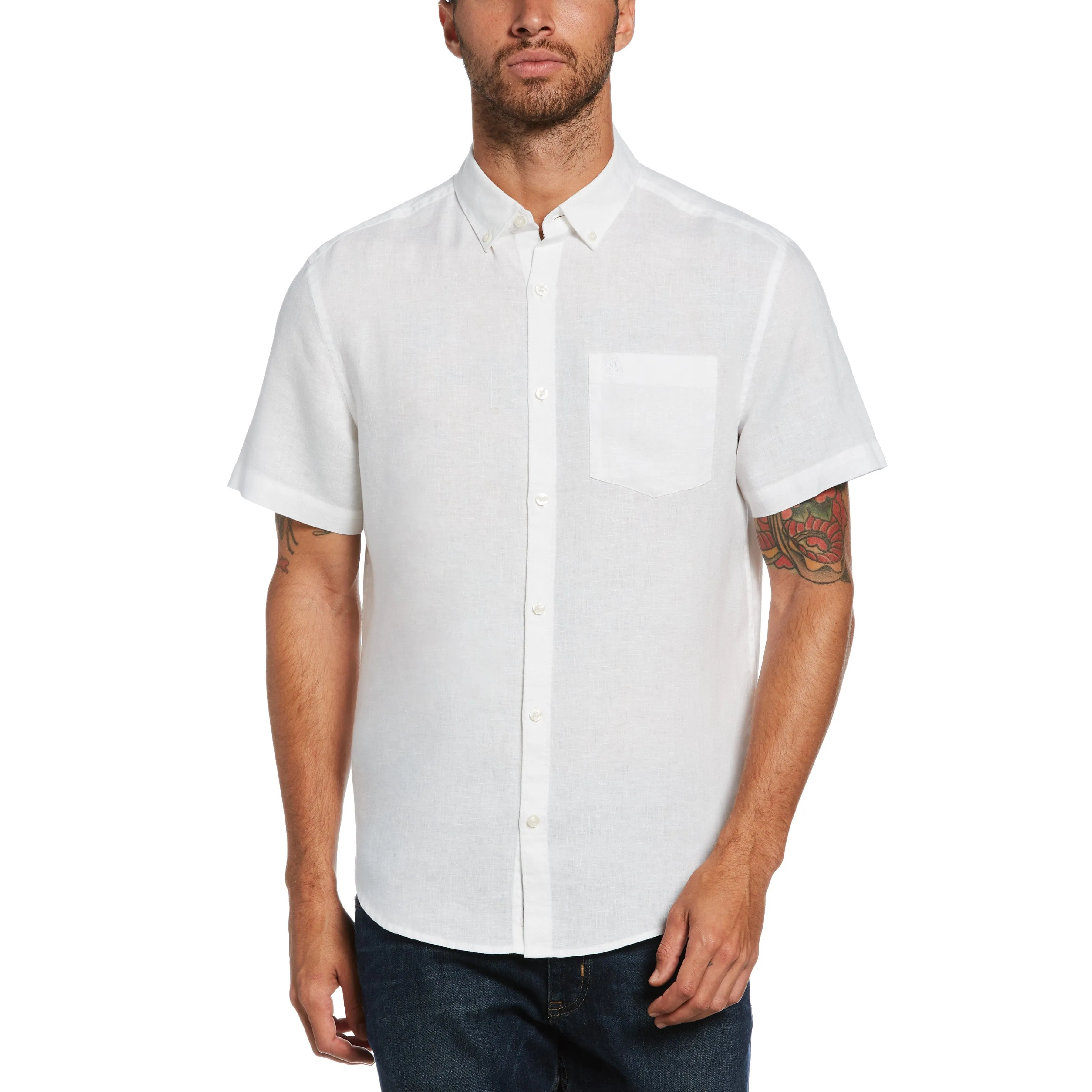 Short Sleeve Washed Linen Shirt sold by Original Penguin