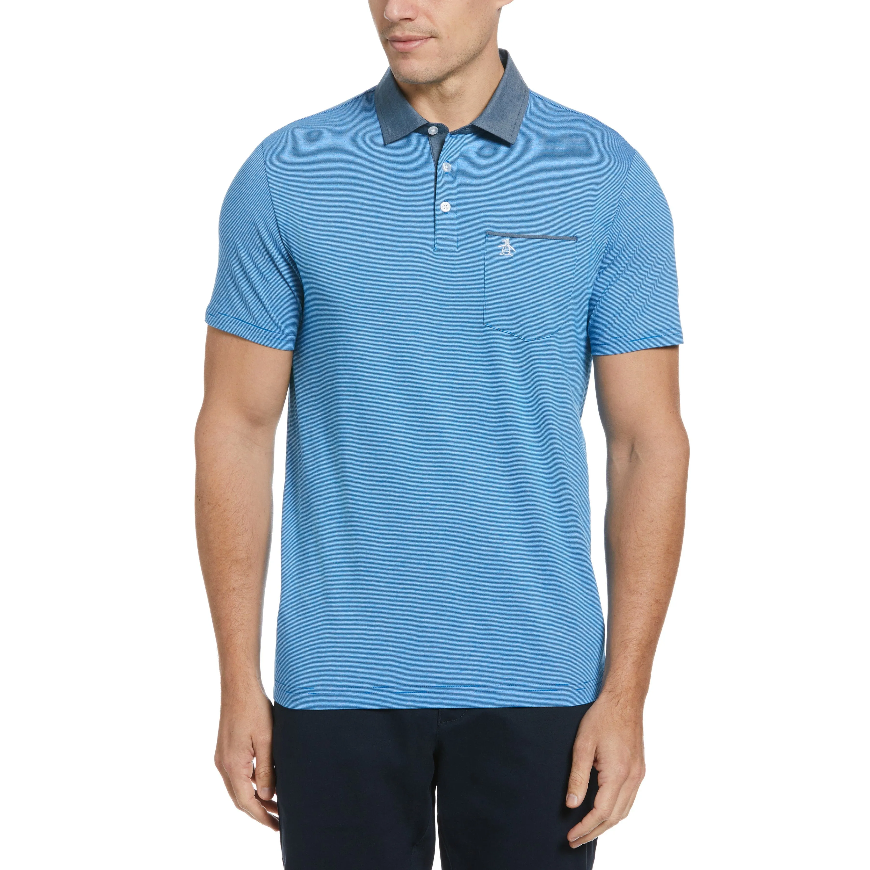 Stripe Chambray Collar Polo sold by Original Penguin