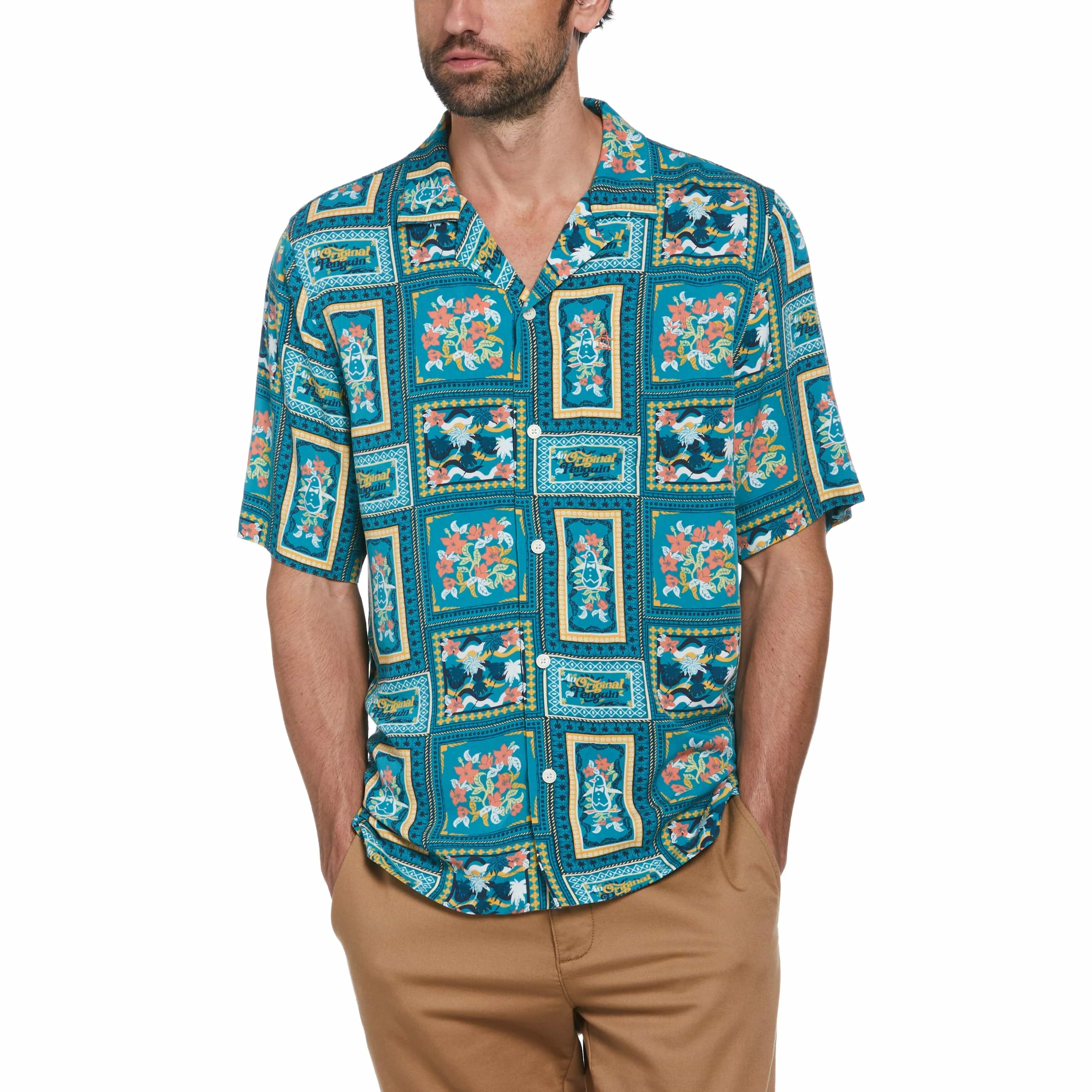 Ecovero™ Floral Tile Print Shirt sold by Original Penguin