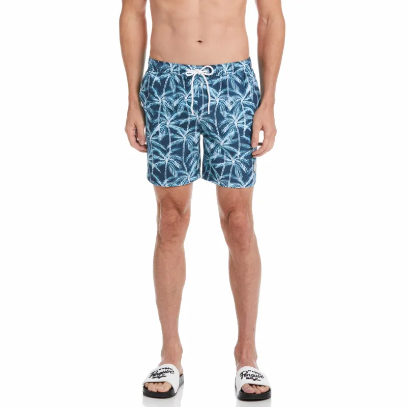 6" All-Over Palm Print Swim Short sold by Original Penguin