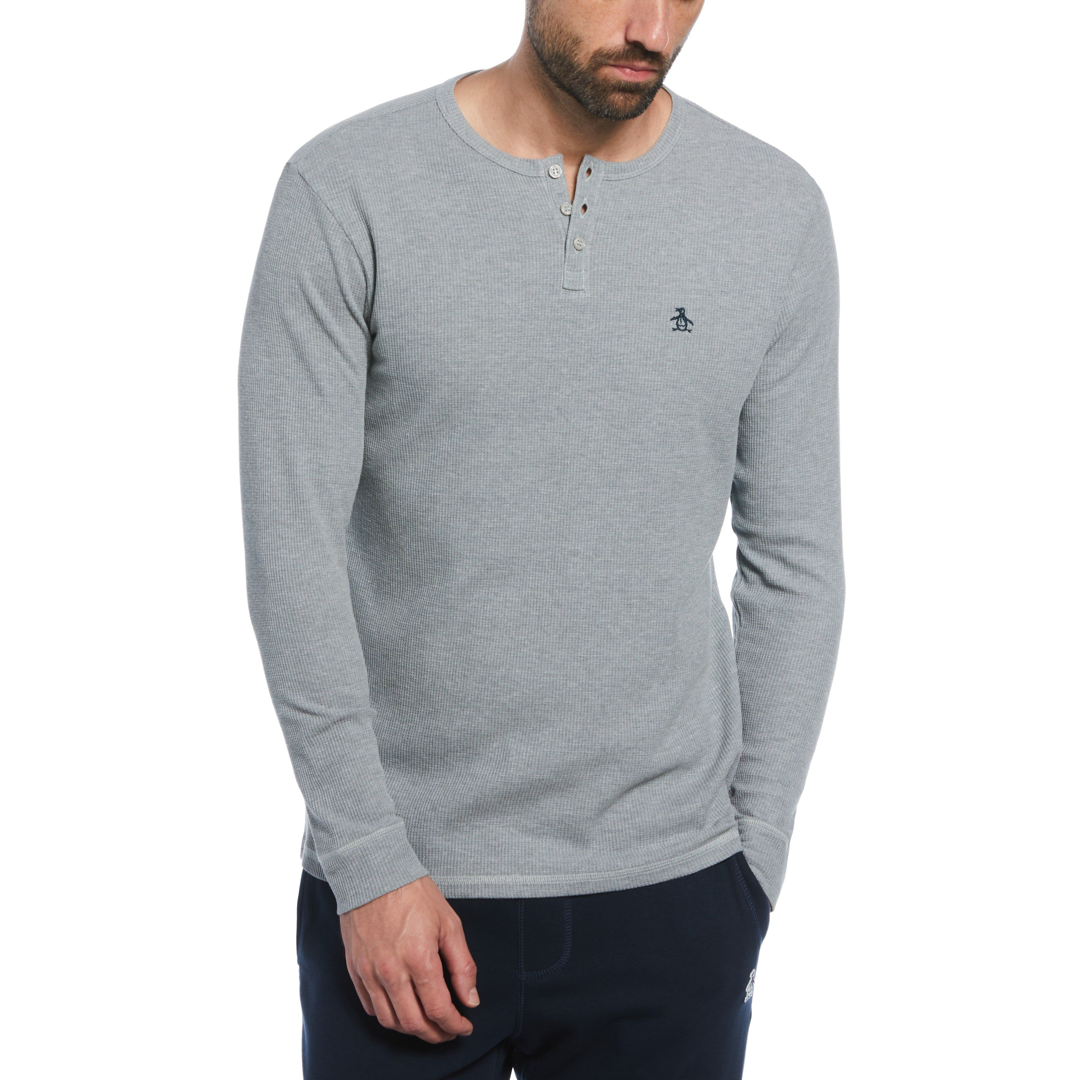 Long Sleeve Waffle Henley Shirt sold by Original Penguin
