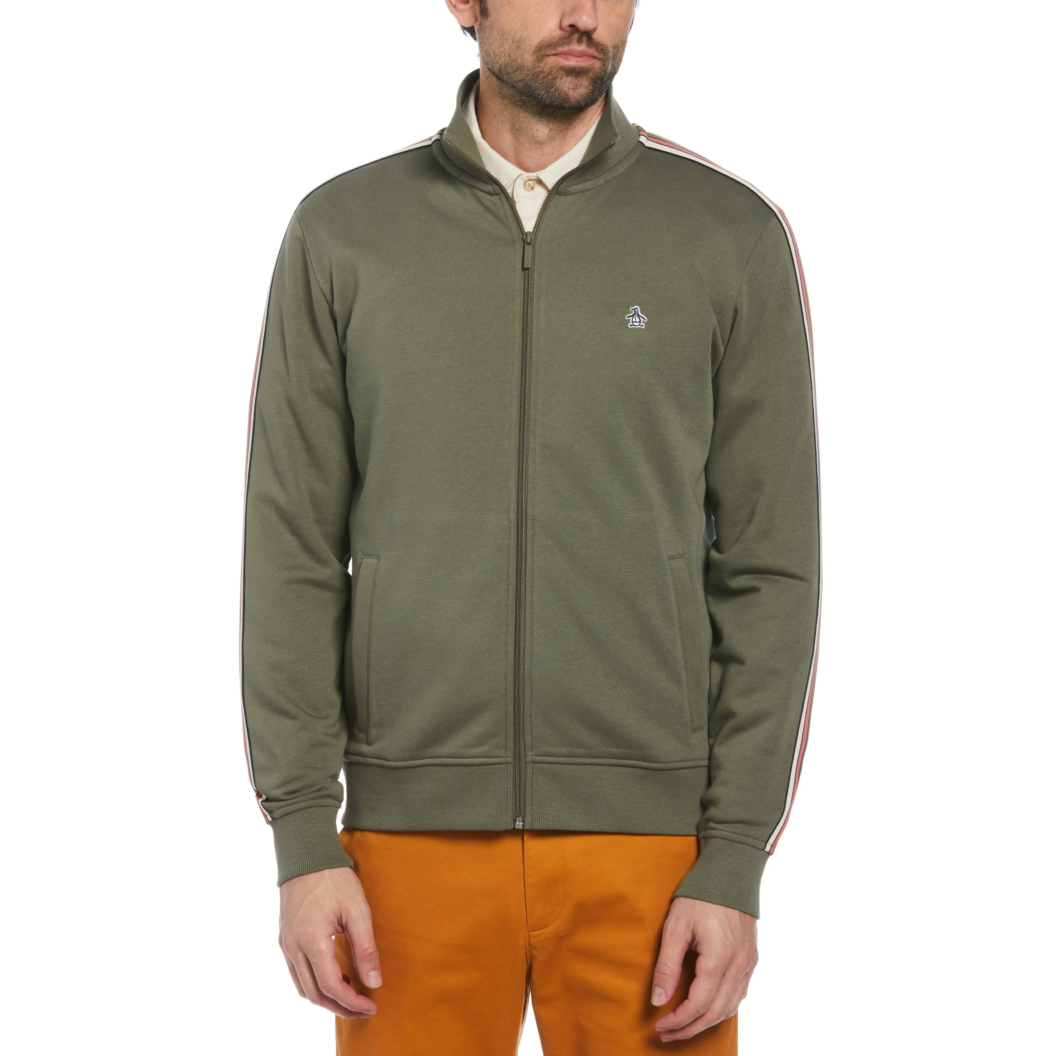 Stripe Tape Fleece Track Jacket sold by Original Penguin