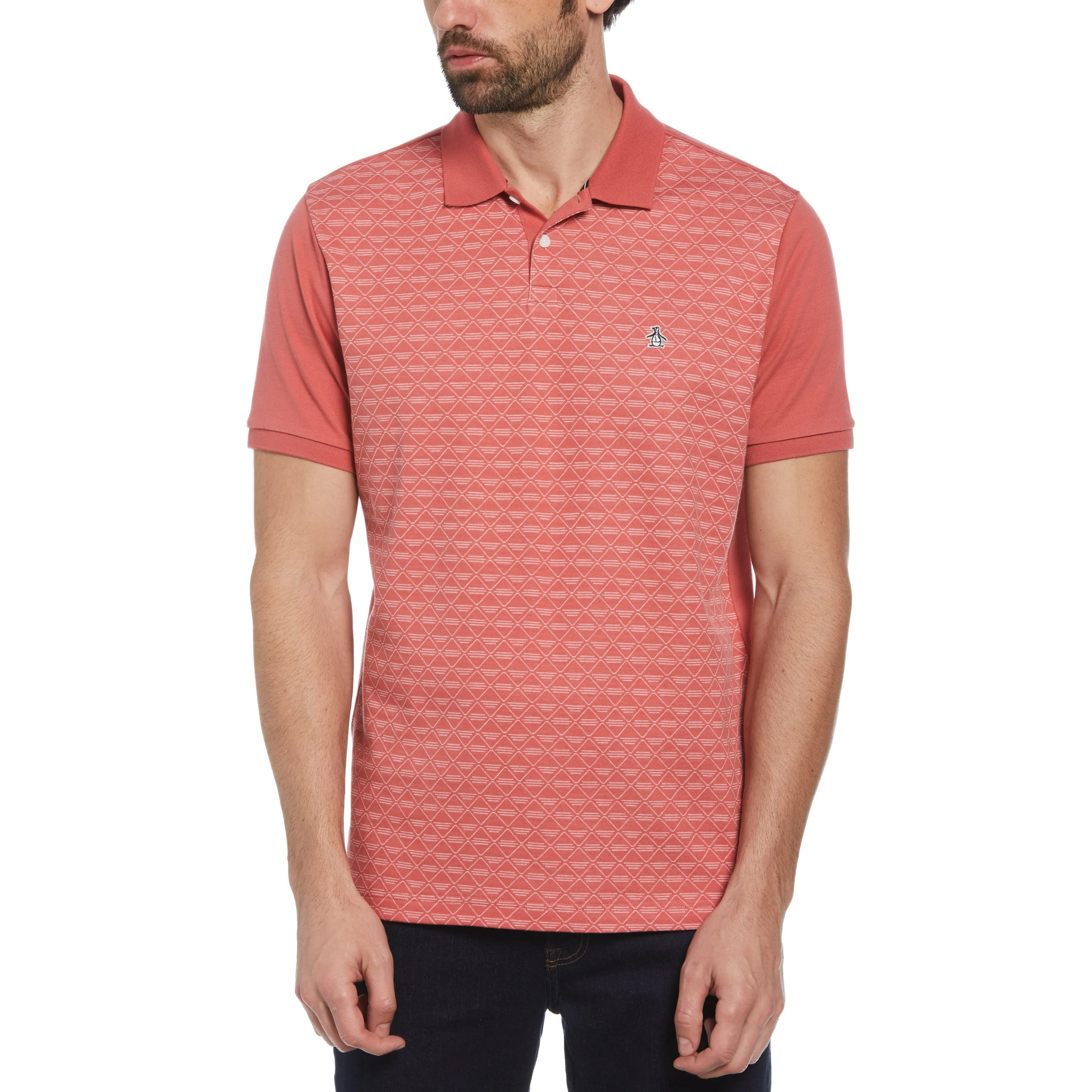 Diamond Jacquard Front Polo sold by Original Penguin