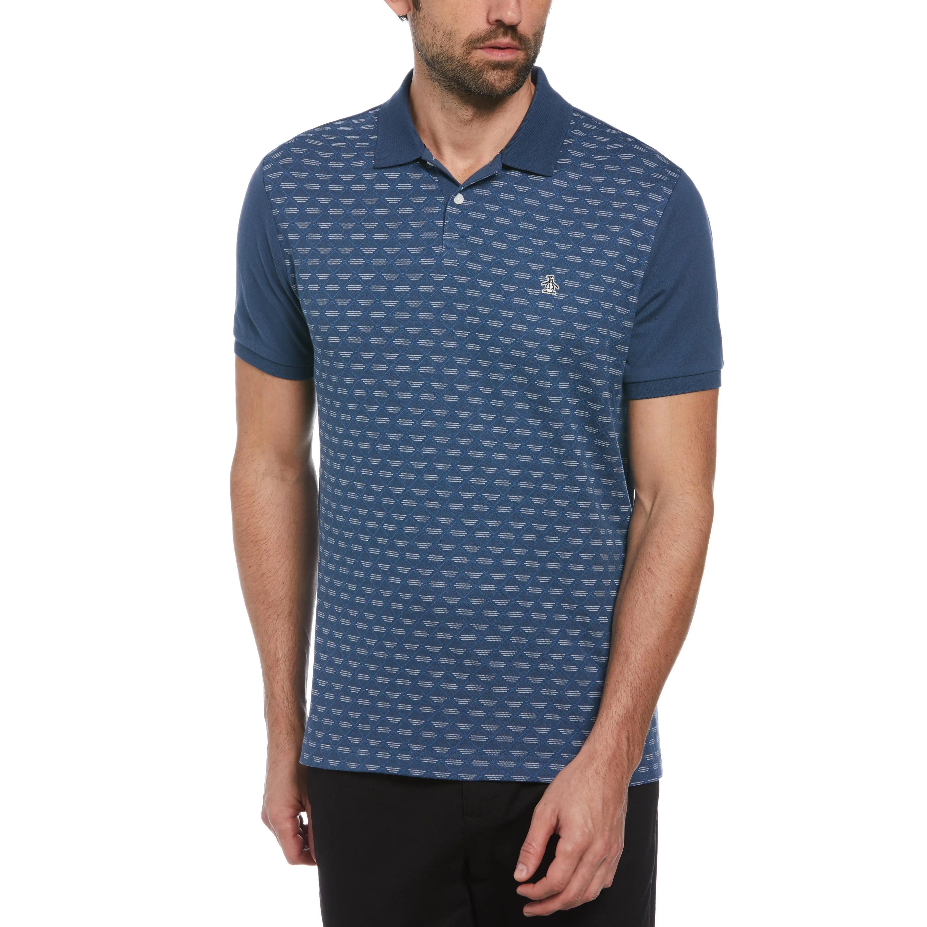 Diamond Jacquard Front Polo sold by Original Penguin