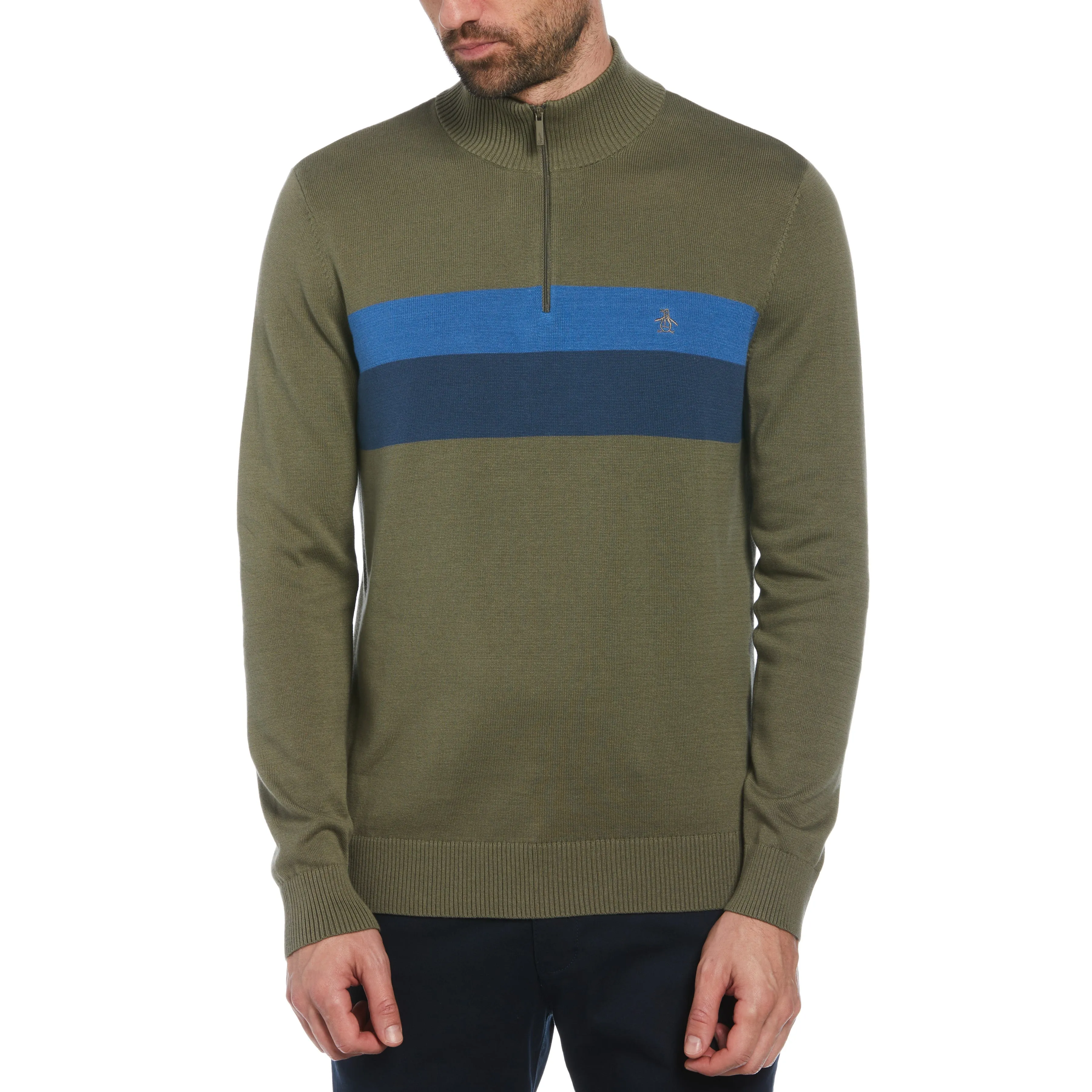 Color Block Quarter Zip Sweater sold by Original Penguin