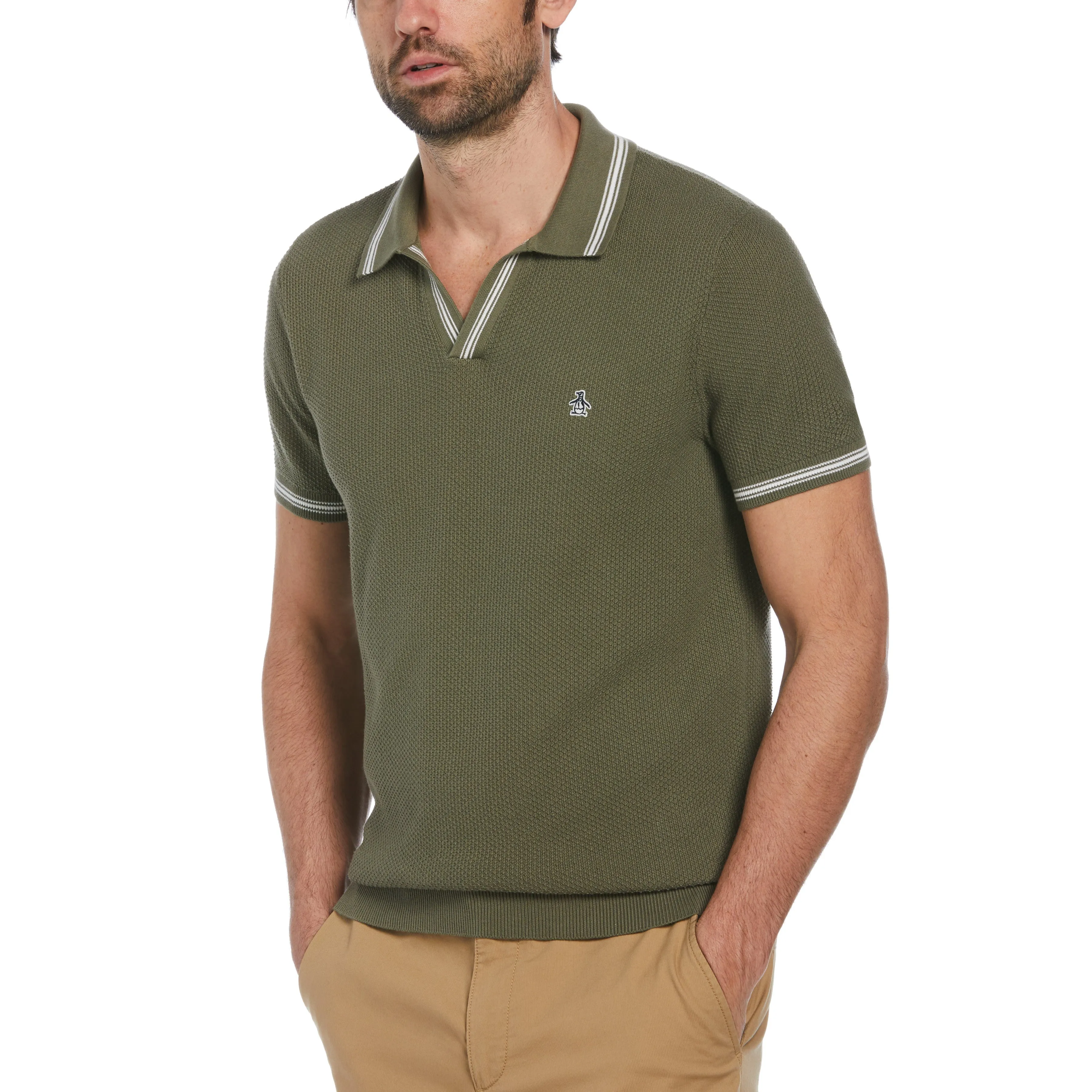 Textured Johnny Collar Sweater Polo sold by Original Penguin