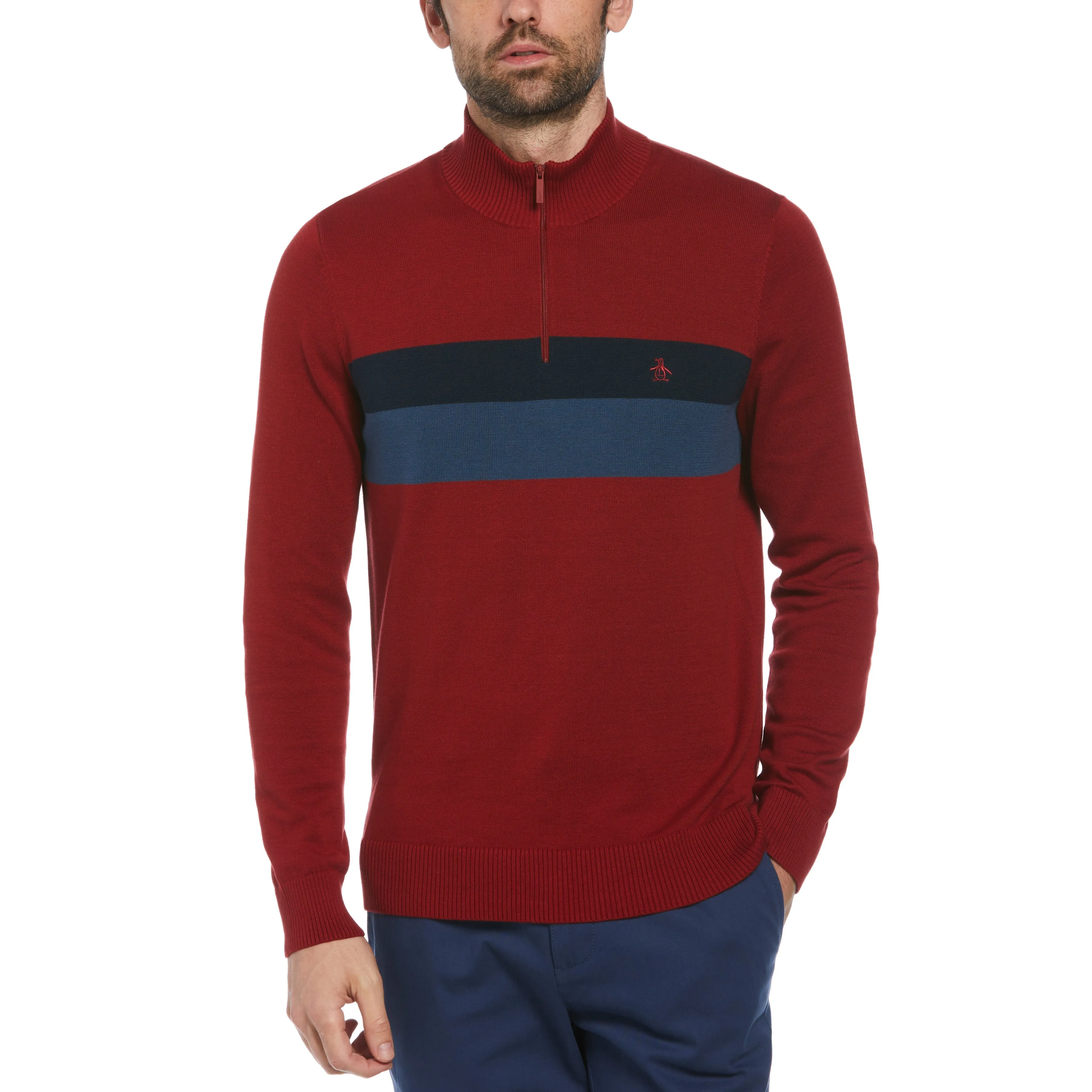 Color Block 1/4 Zip Sweater sold by Original Penguin