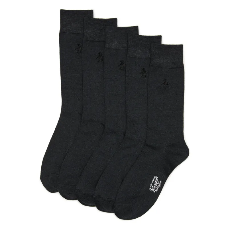 5 Pack Black Crew Dress Socks sold by Original Penguin