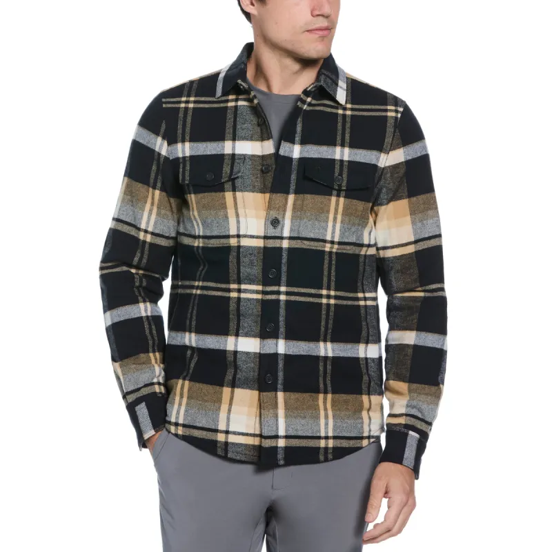 Plaid Flannel Shirt Jacket with Quilted Lining sold by Original Penguin