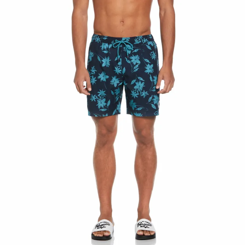 7" All-Over Tumble Floral Swim Short sold by Original Penguin