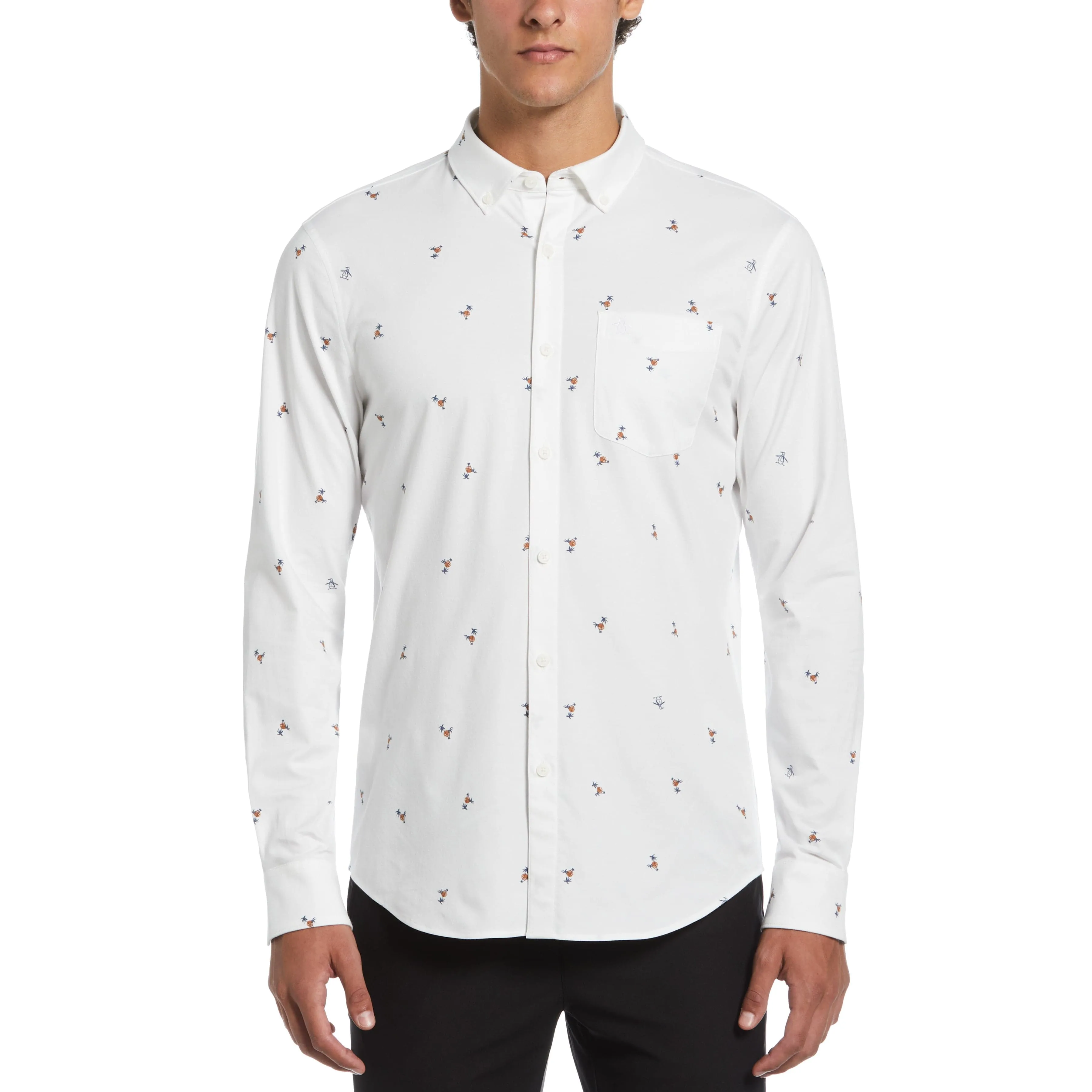 EcoVero™ Oxford Palm Tree Shirt sold by Original Penguin