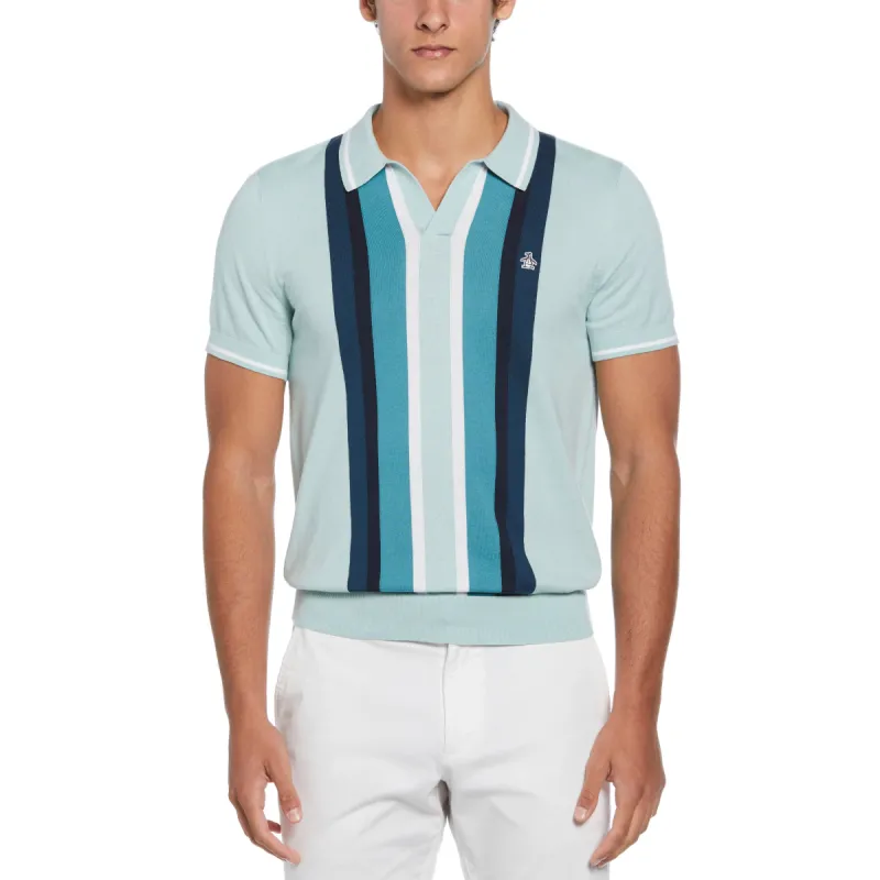 Vertical Stripe Johnny Collar Sweater Polo sold by Original Penguin
