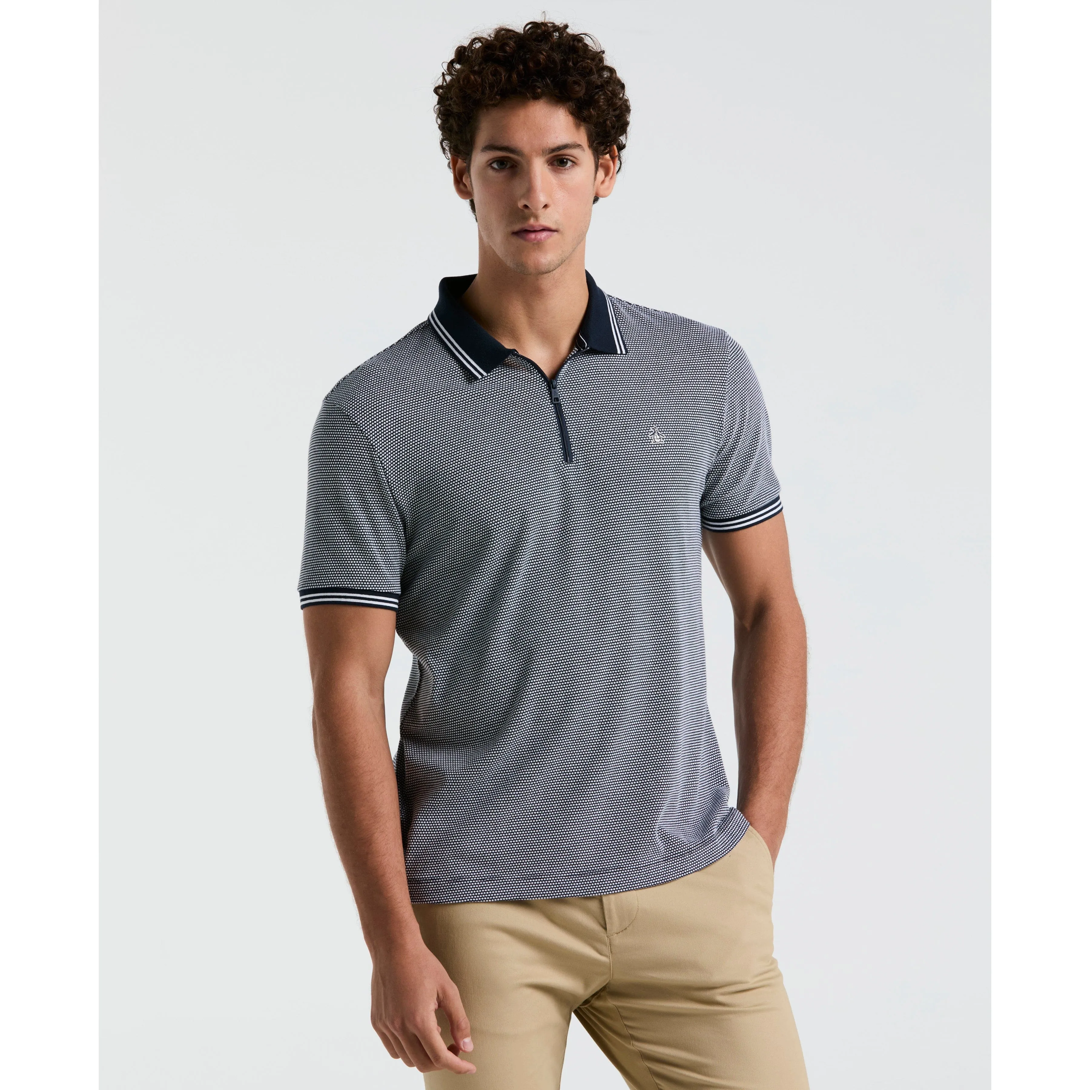 Jacquard Tipped 1/4 Zip Polo sold by Original Penguin