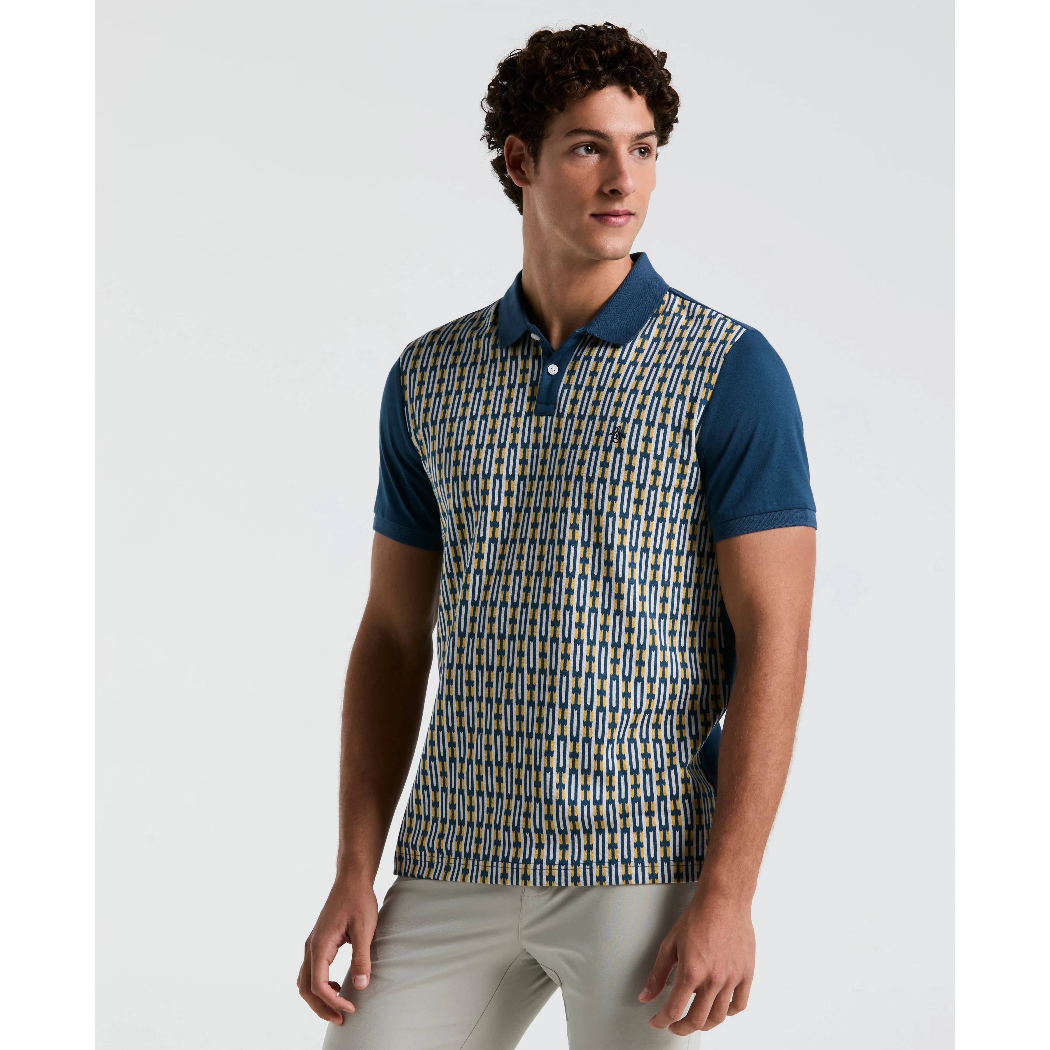 Geo Jacquard Front Polo sold by Original Penguin