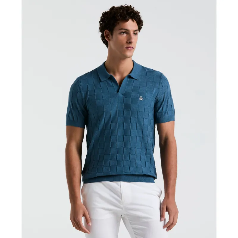 Jacquard Johnny Collar Sweater Polo sold by Original Penguin