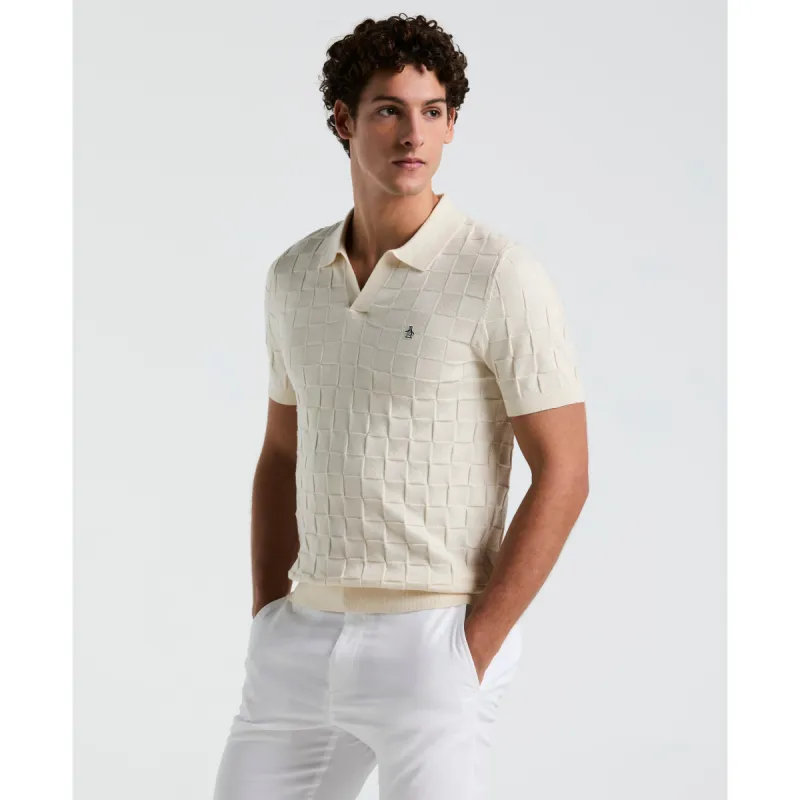 Jacquard Johnny Collar Sweater Polo sold by Original Penguin