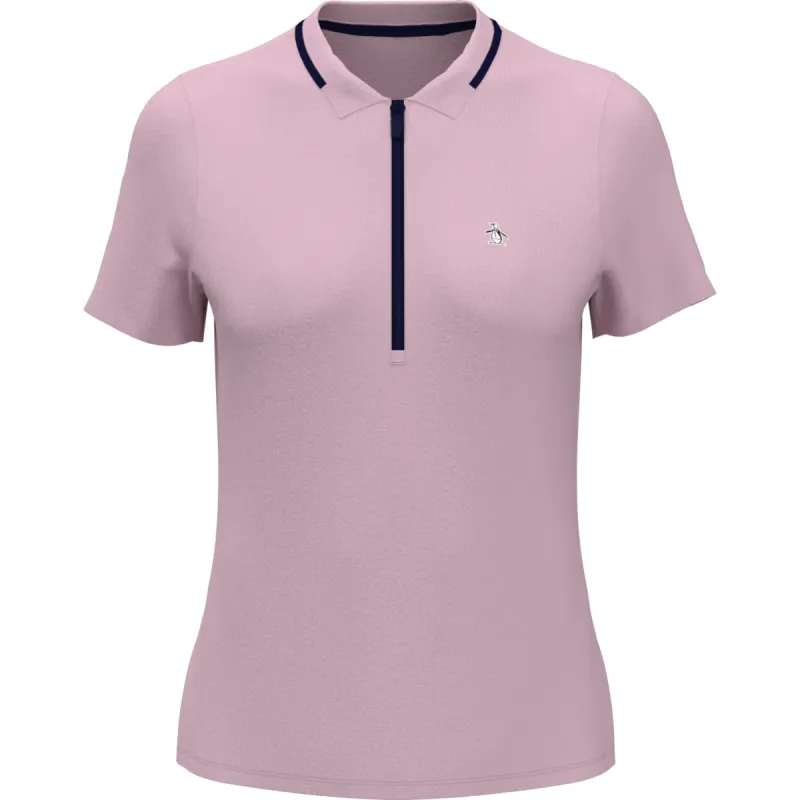 Women's Ribbed Golf Polo Shirt With Metallic Zip sold by Original Penguin