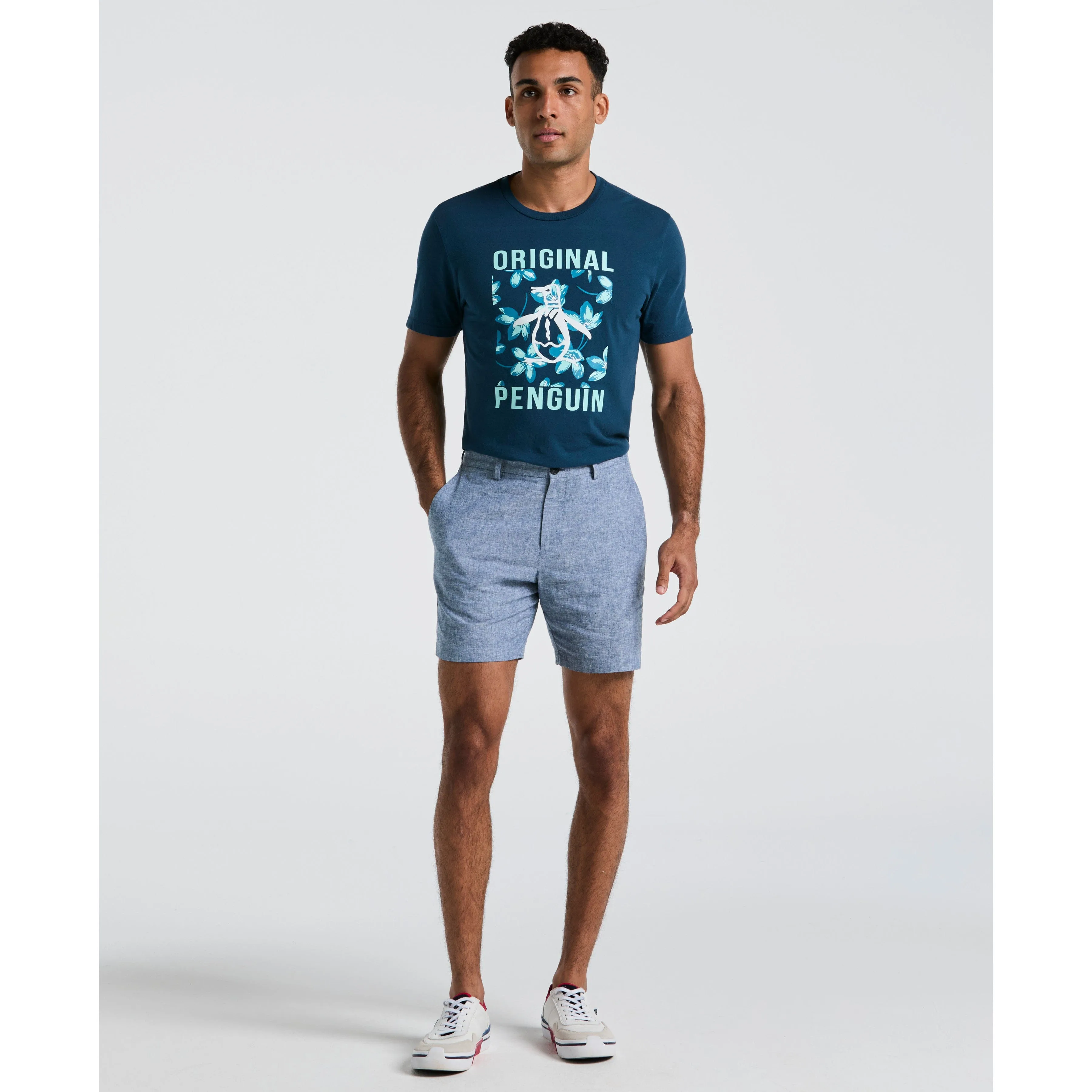 7" Flat Front Linen Blend Short sold by Original Penguin